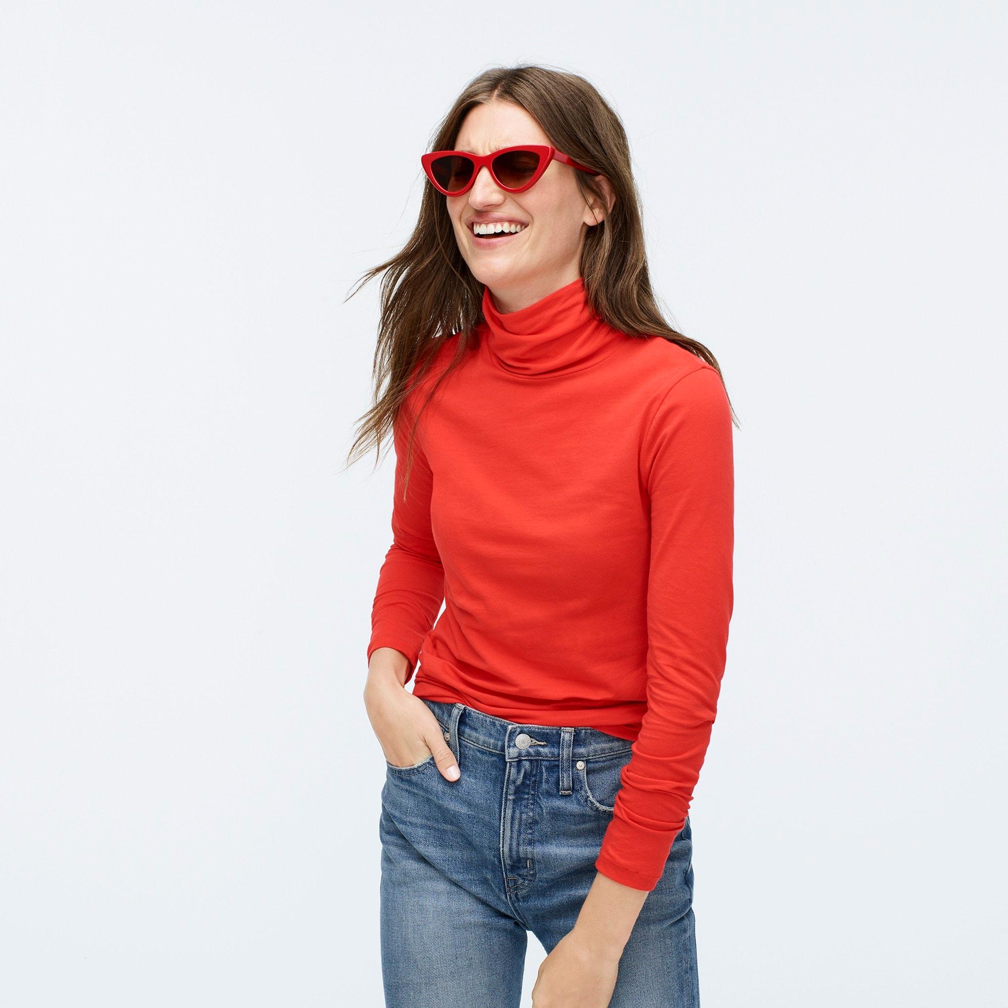 J.Crew Cotton Tissue Turtleneck in Bright Cerise (Red) Lyst
