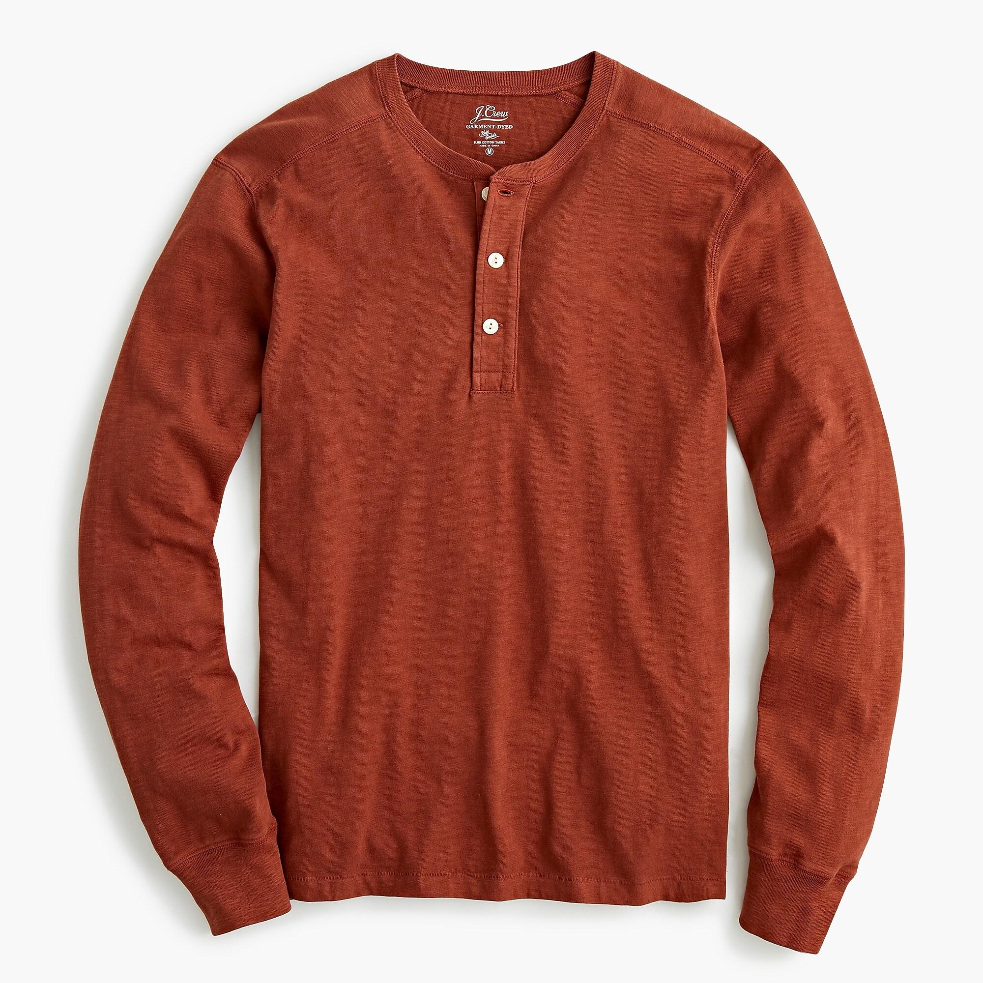 J.Crew Garment-dyed Slub Cotton Henley in Red for Men - Lyst
