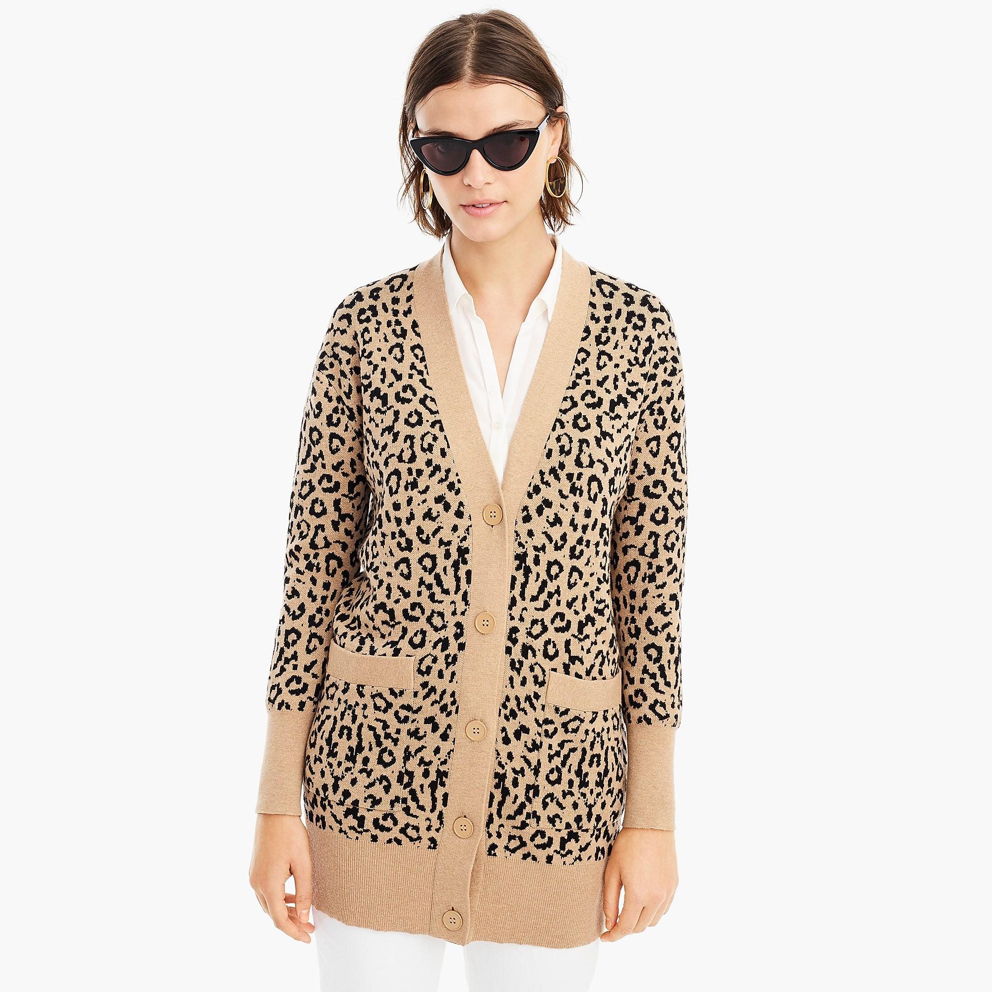 j crew leopard cardigan sweater