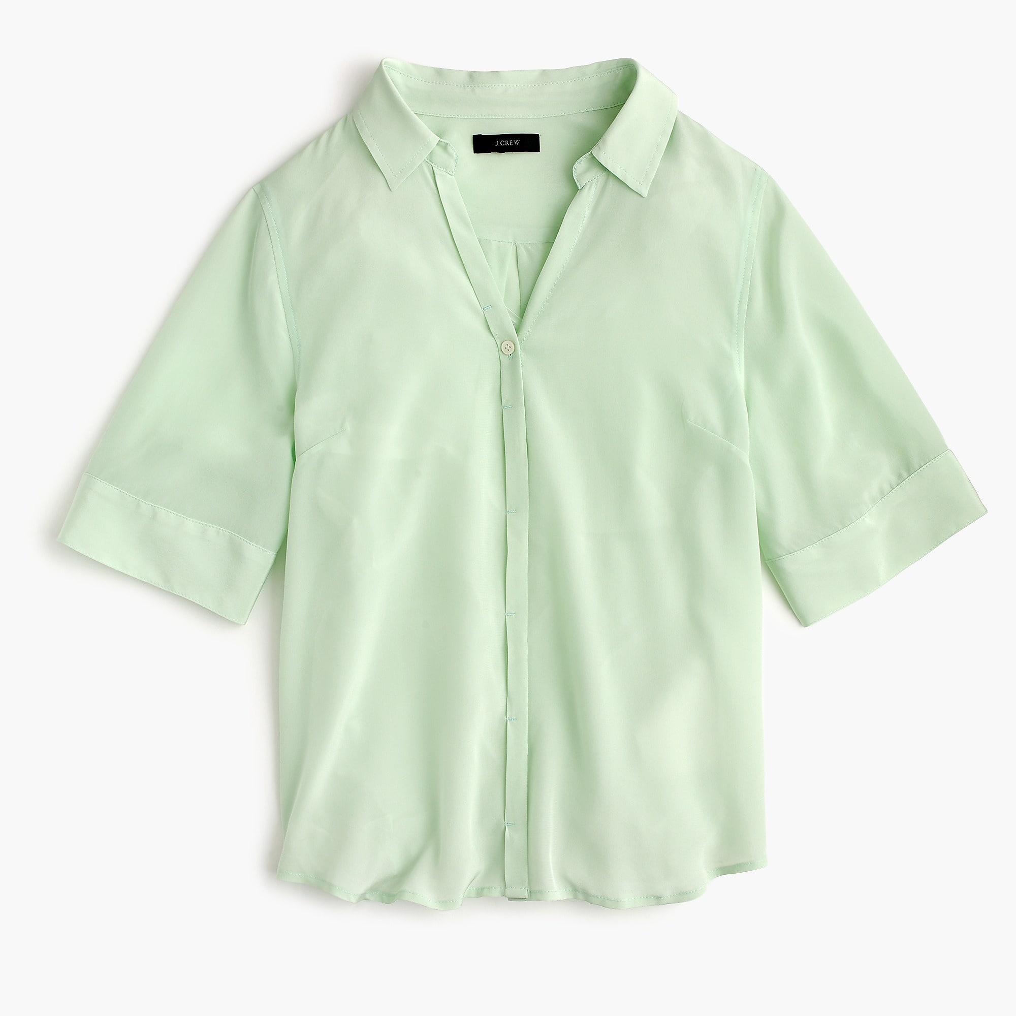 light green button down shirt
