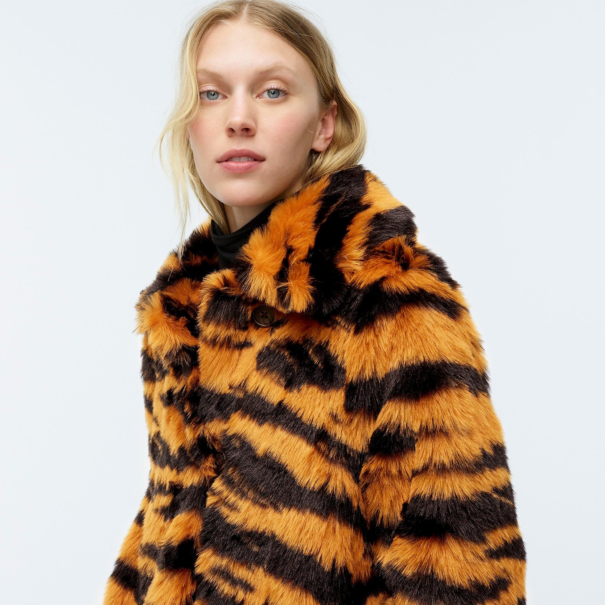 J.Crew Tiger Faux-fur Coat | Lyst