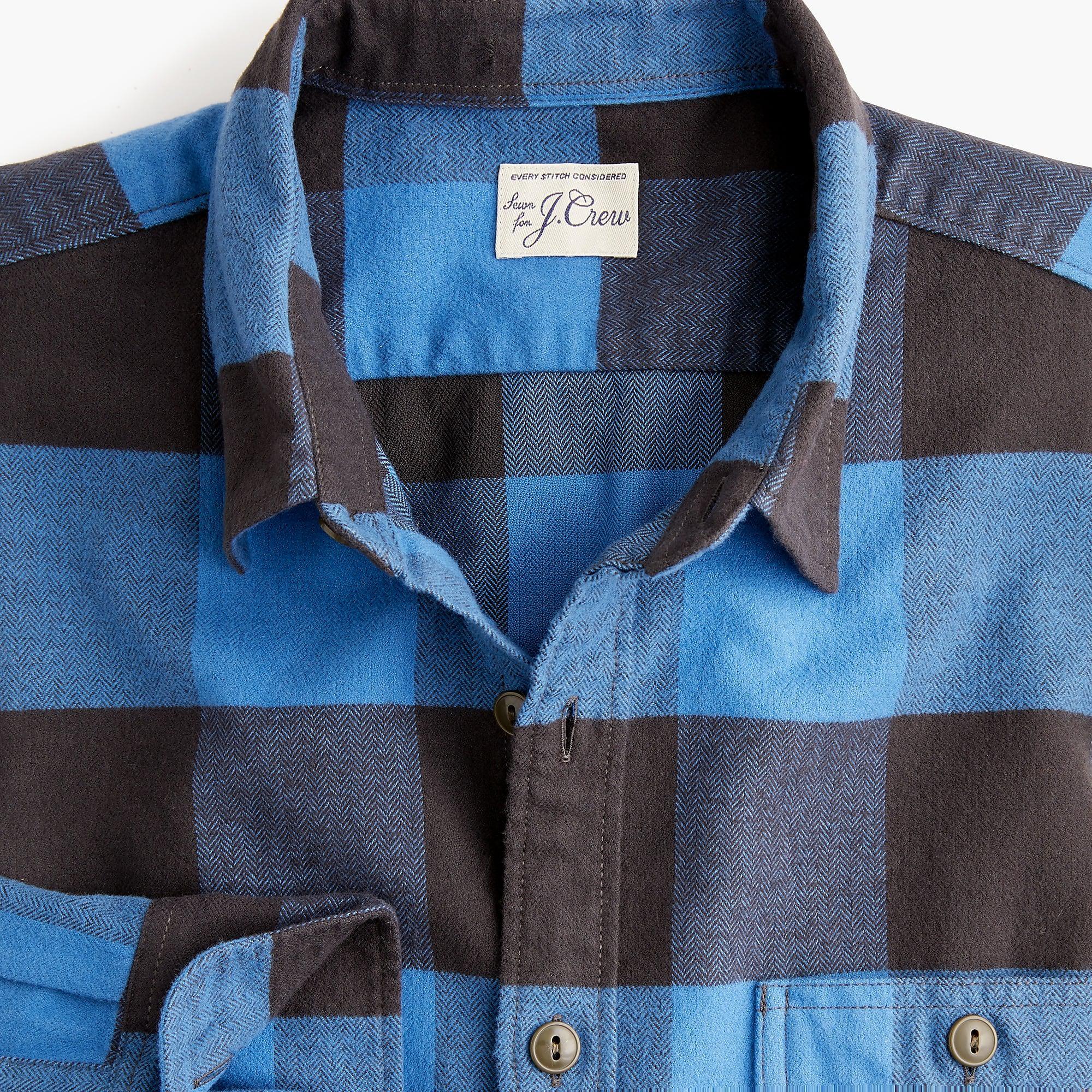 NEW MEN/'S J CREW CLASSIC MIDWEIGHT HERRINGBONE FLANNEL SHIRT IN PLAID