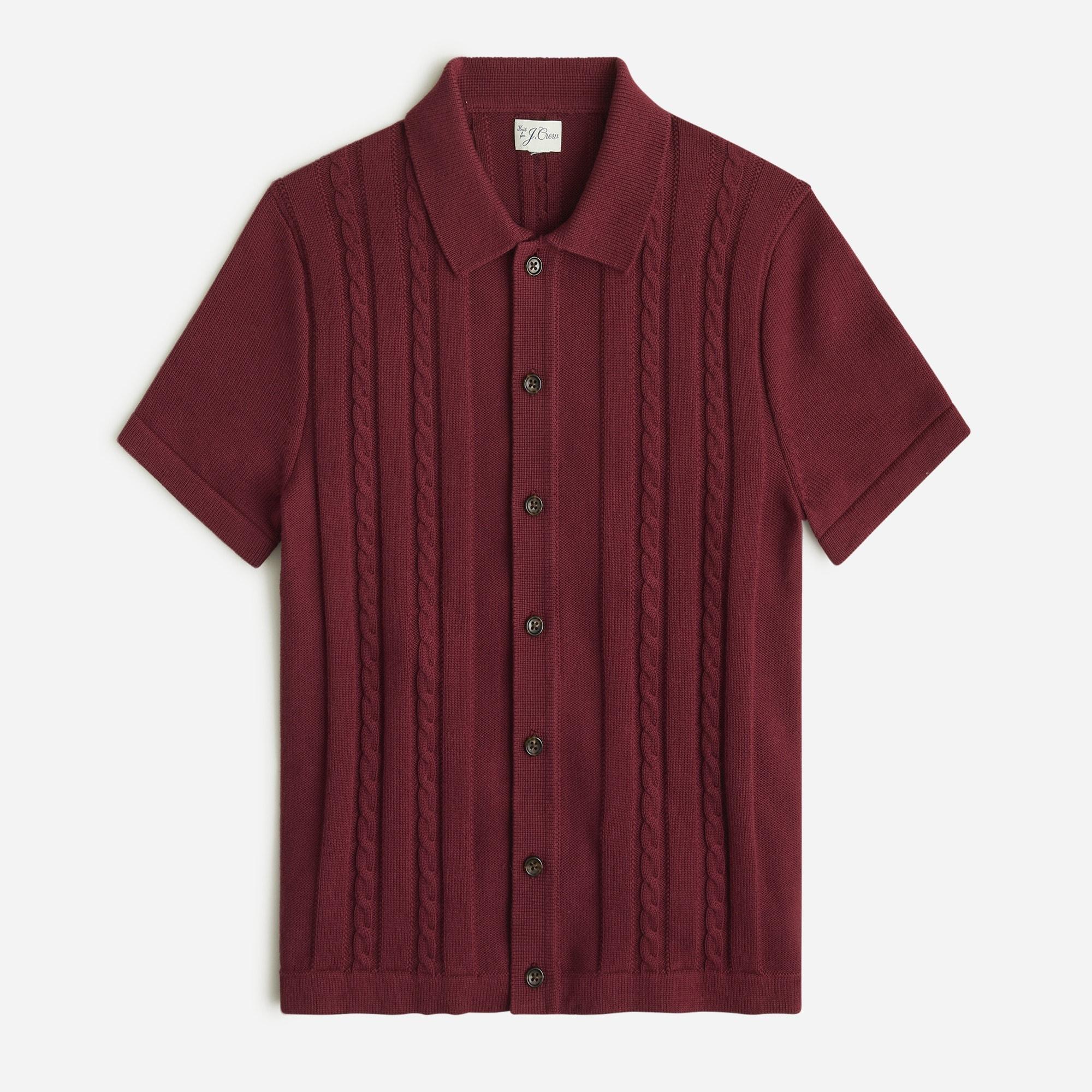 J.Crew Cotton Cable-knit Short-sleeve Polo Cardigan Sweater in Red for Men  | Lyst