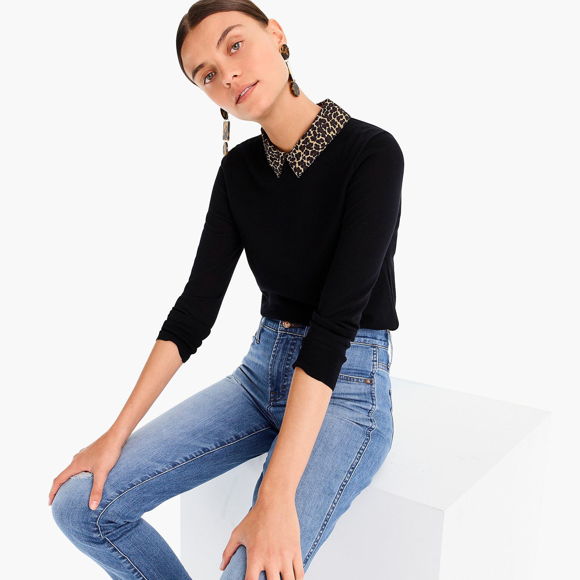 leopard collar sweater