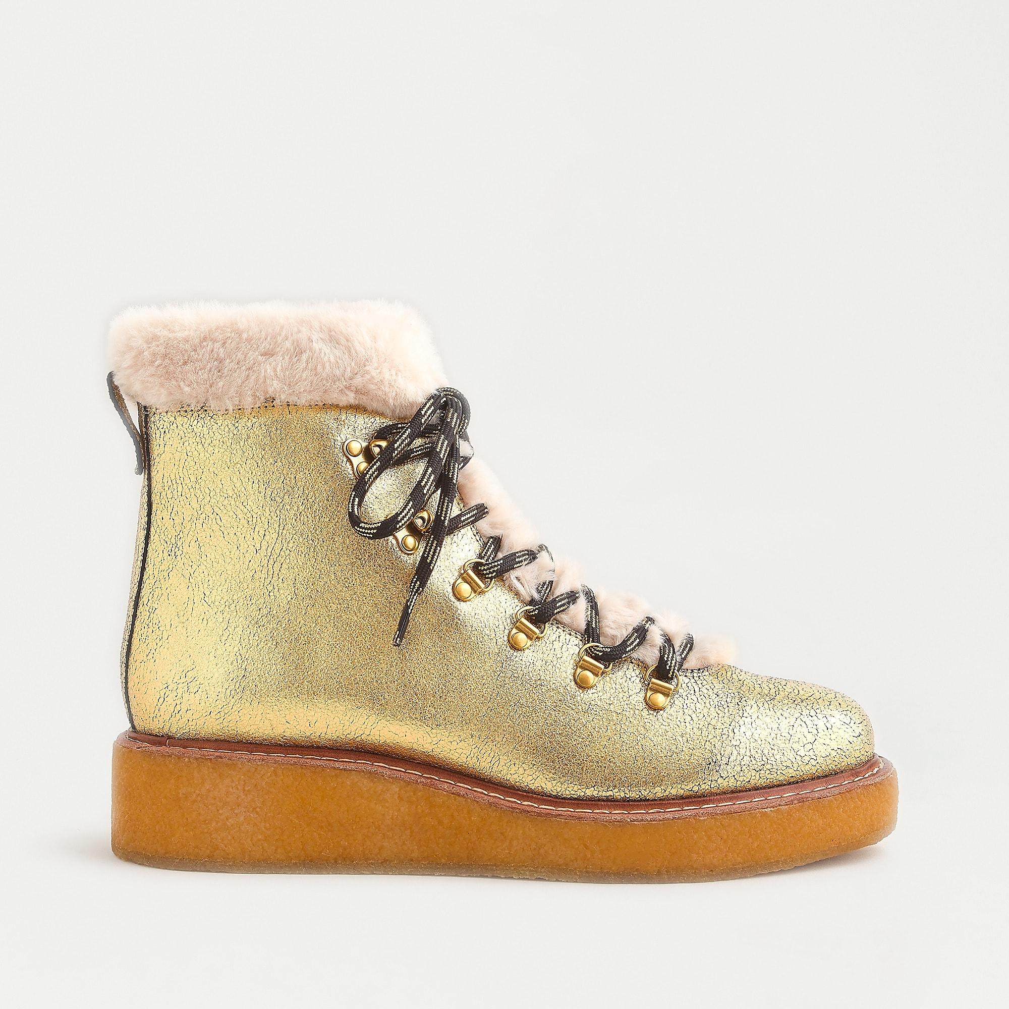 j crew leather winter boots with wedge crepe sole