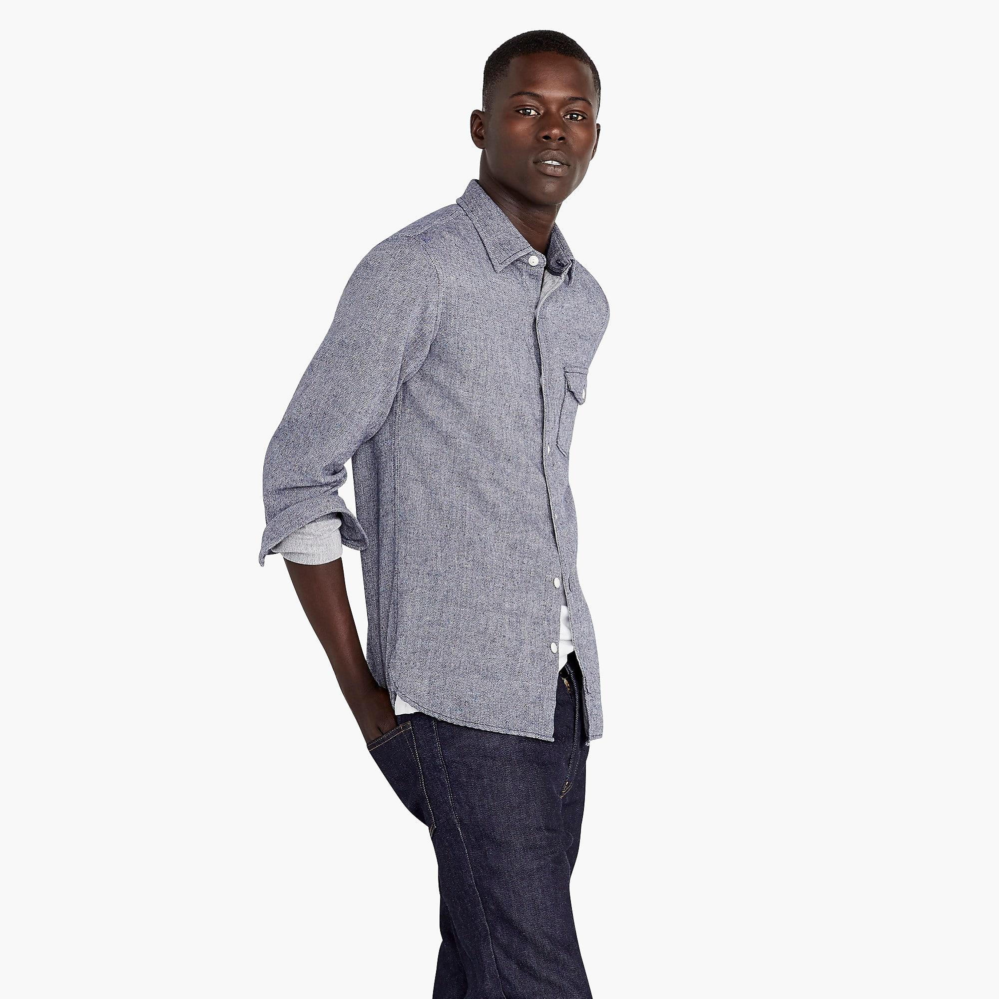 slim japanese slub herringbone shirt