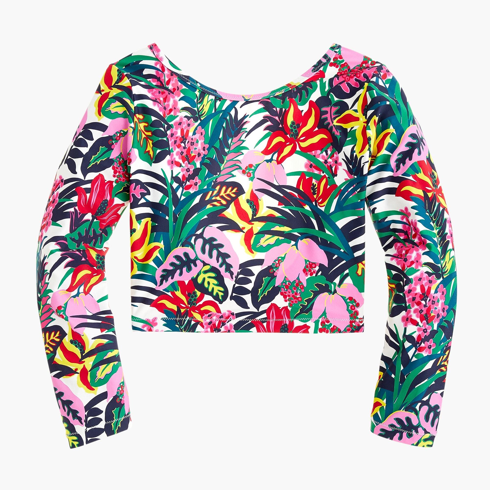 J.Crew Synthetic Cropped Longsleeve Rash Guard In Jungle Floral Lyst