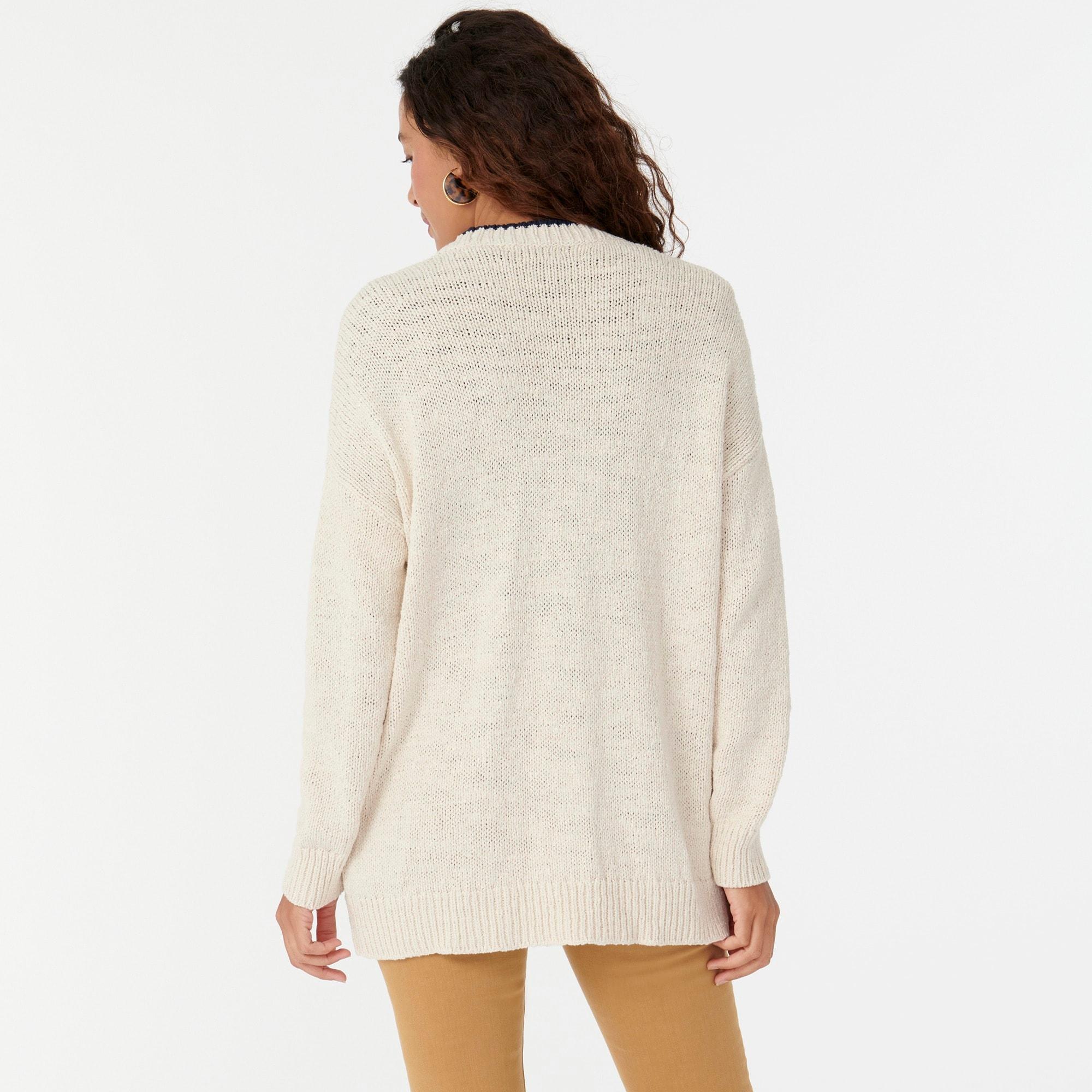 J.Crew Cotton Cardigan Beach Sweater With Contrast Trim in Natural Lyst