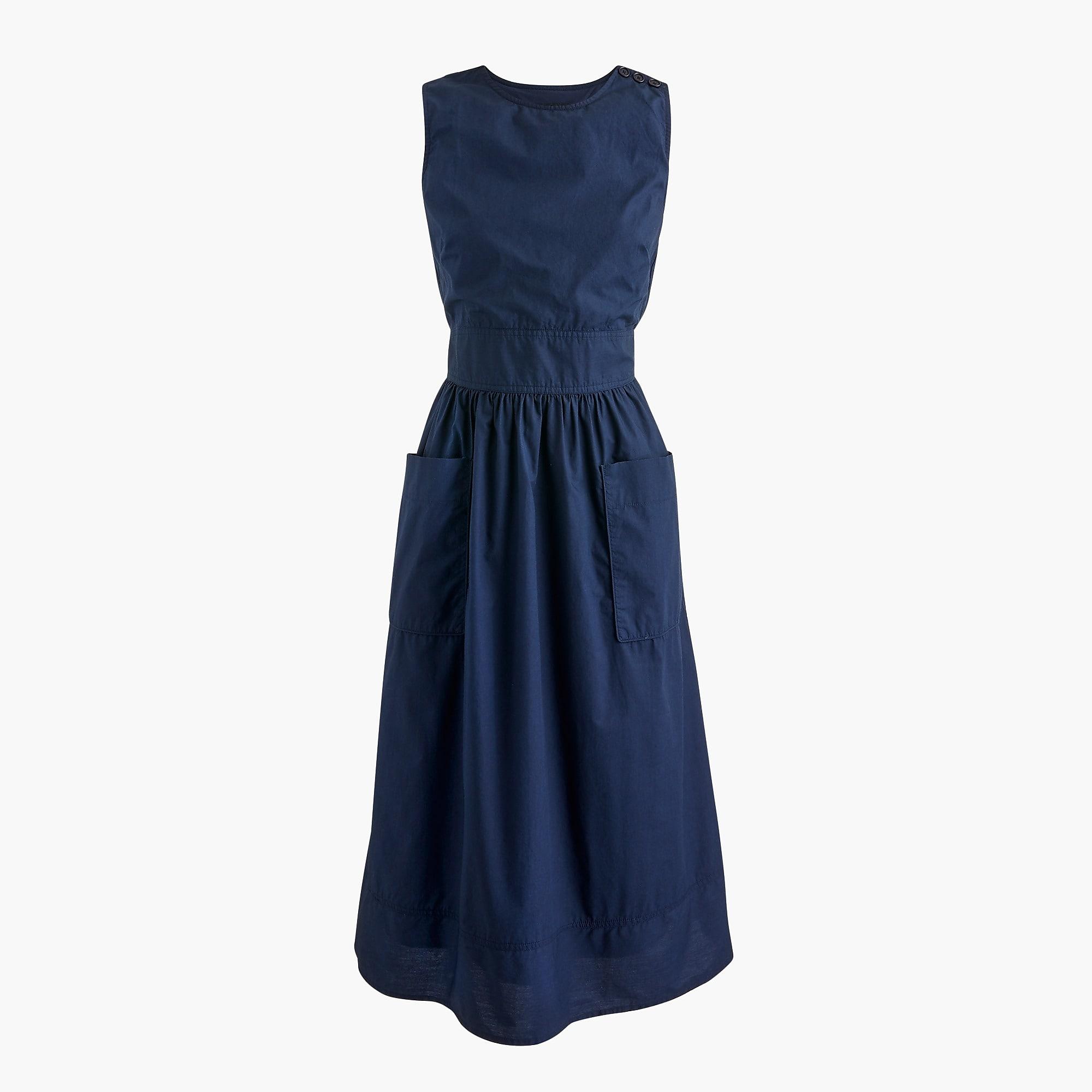 J.Crew Tall Cotton Poplin Apron Dress in Navy (Blue) Lyst