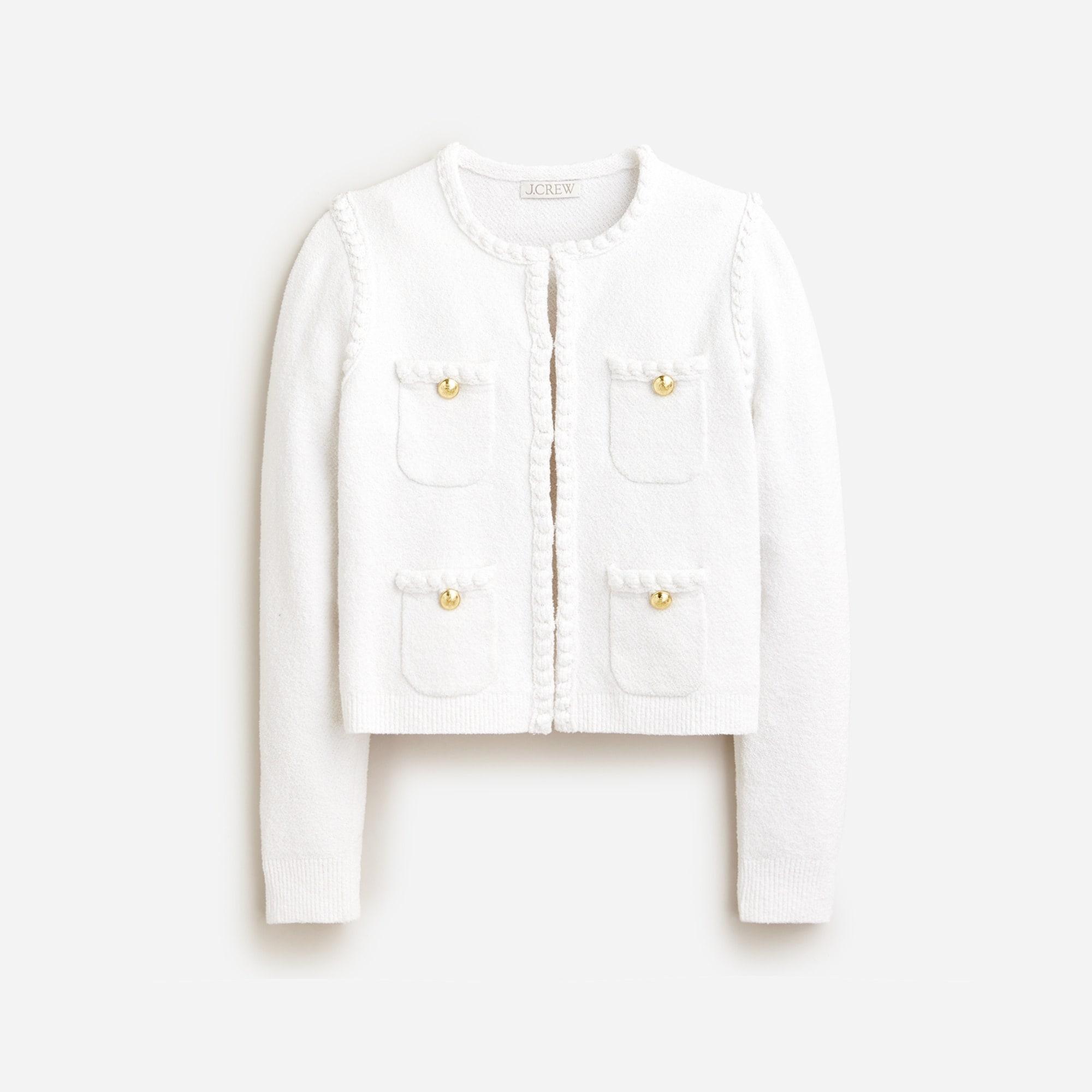 J.Crew Odette Sweater Lady Jacket In Cotton-blend Bouclé in White | Lyst