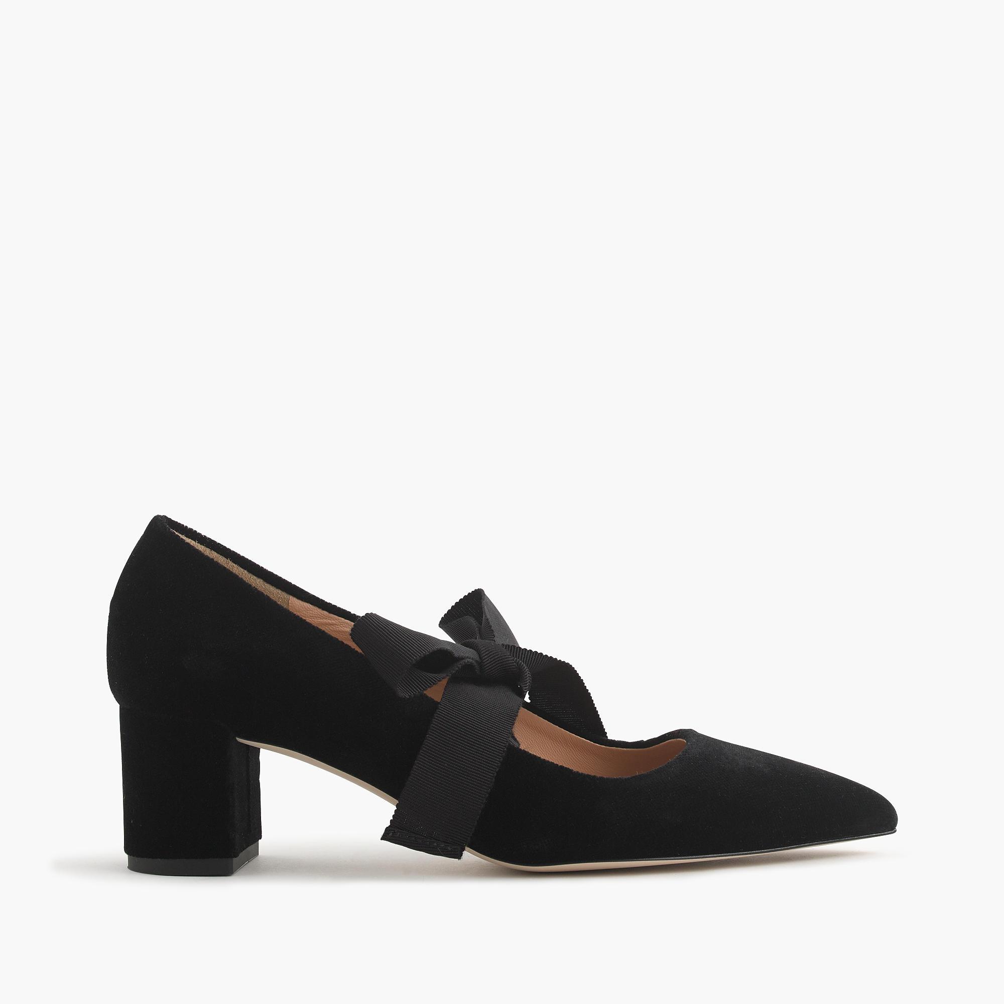 J.Crew Avery Velvet Pumps With Bow in 