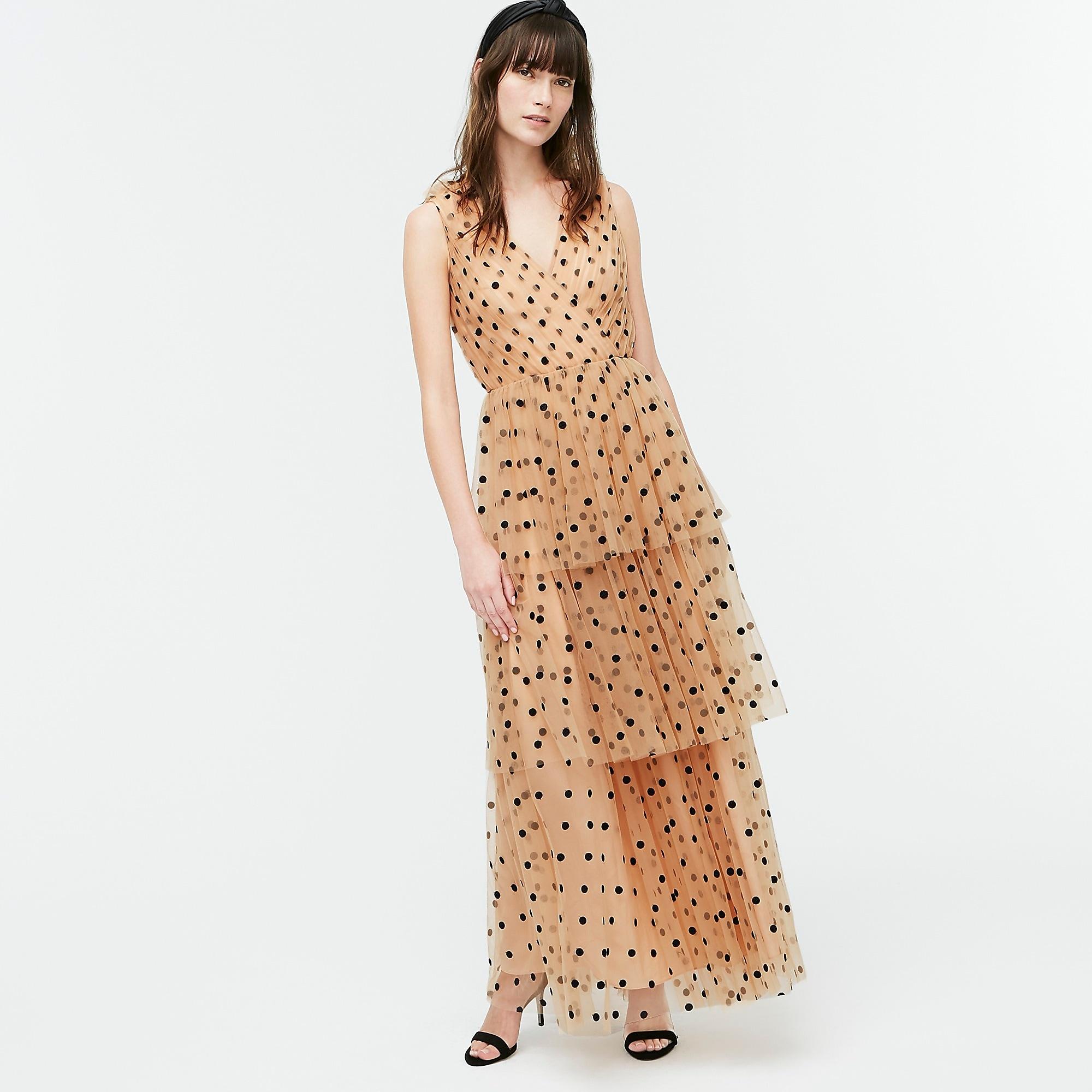 J.Crew Tiered Halter Dress In Dot Tulle in Natural | Lyst