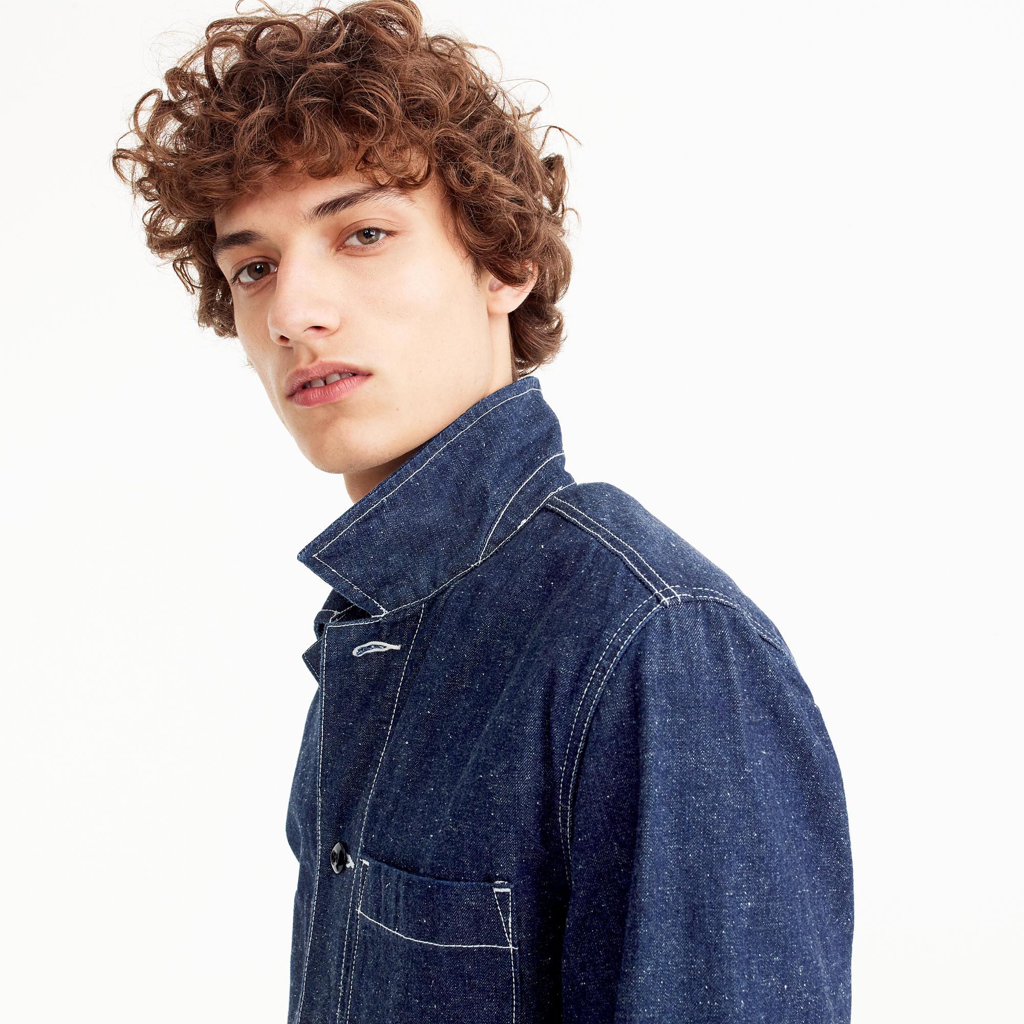 wallace & barnes indigo fleece chore jacket