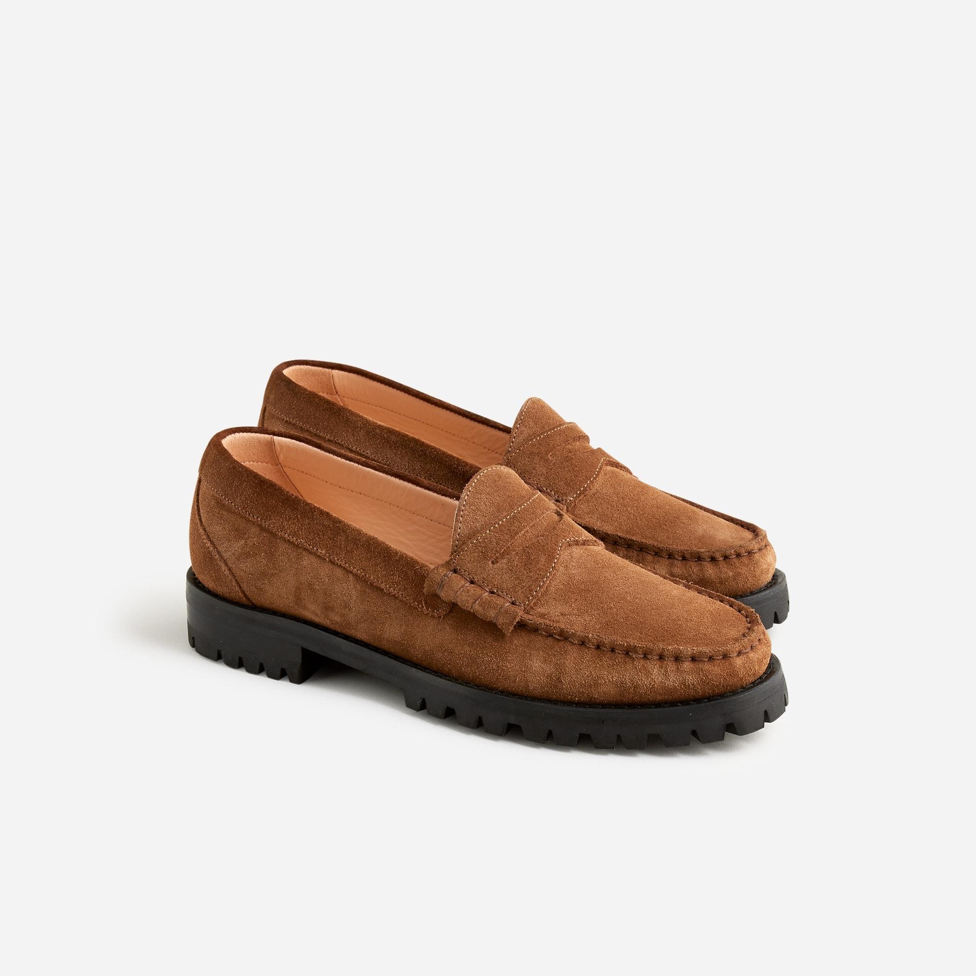 J.Crew Winona Lug-sole Penny Loafers In Suede in Brown | Lyst