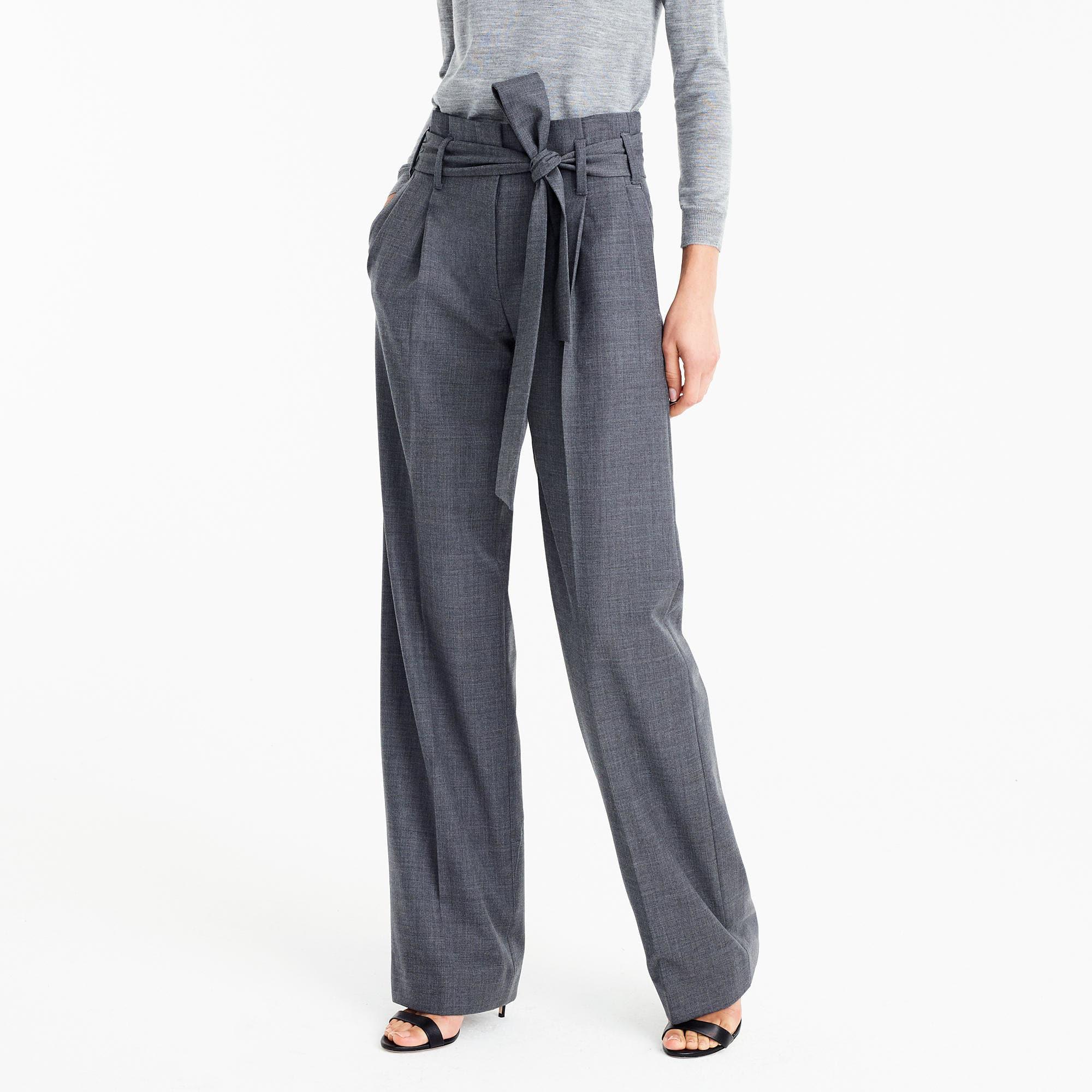 J.Crew Tie-waist Pant In Wool Flannel in Gray | Lyst