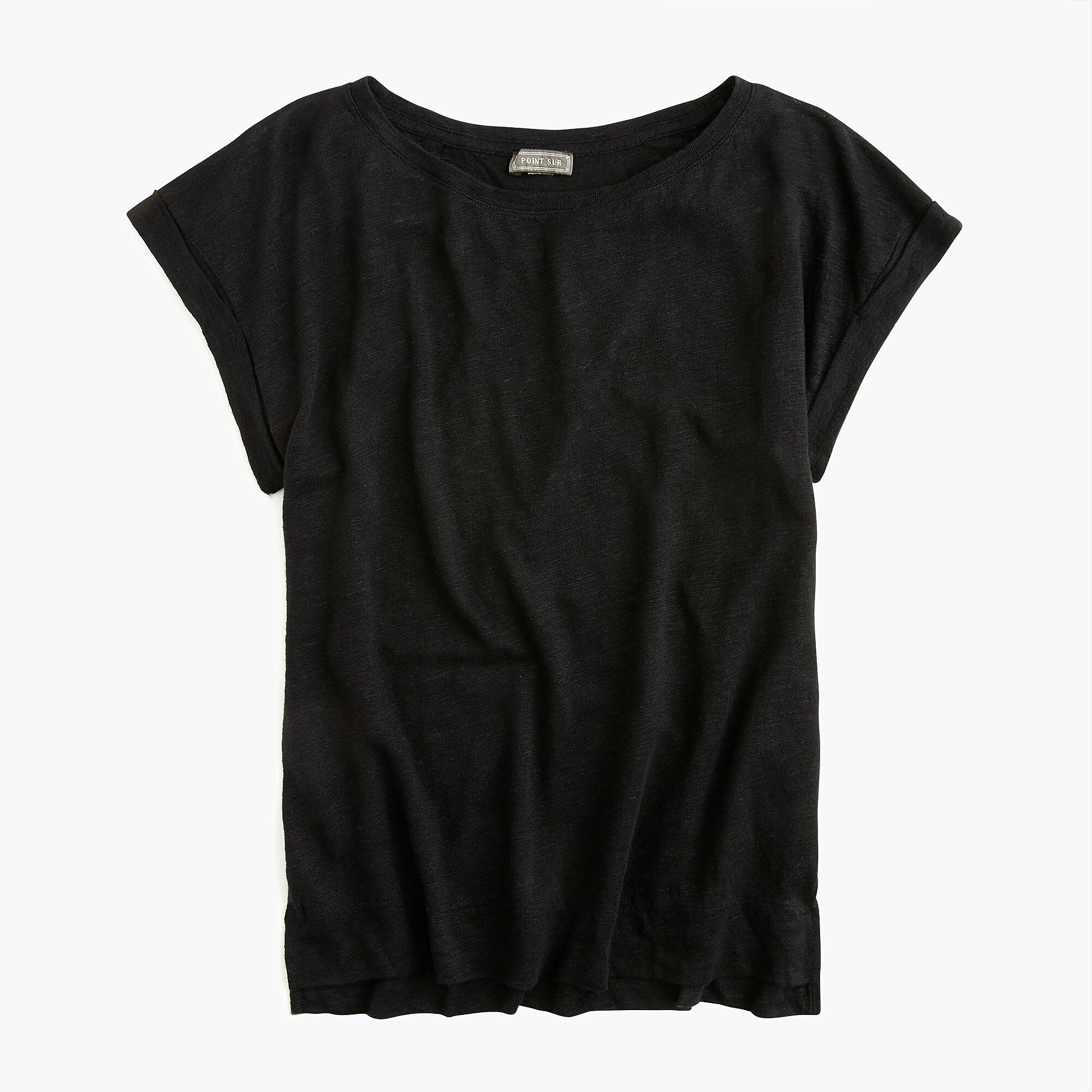 J.Crew Linen Roll-cuff T-shirt in Black - Lyst