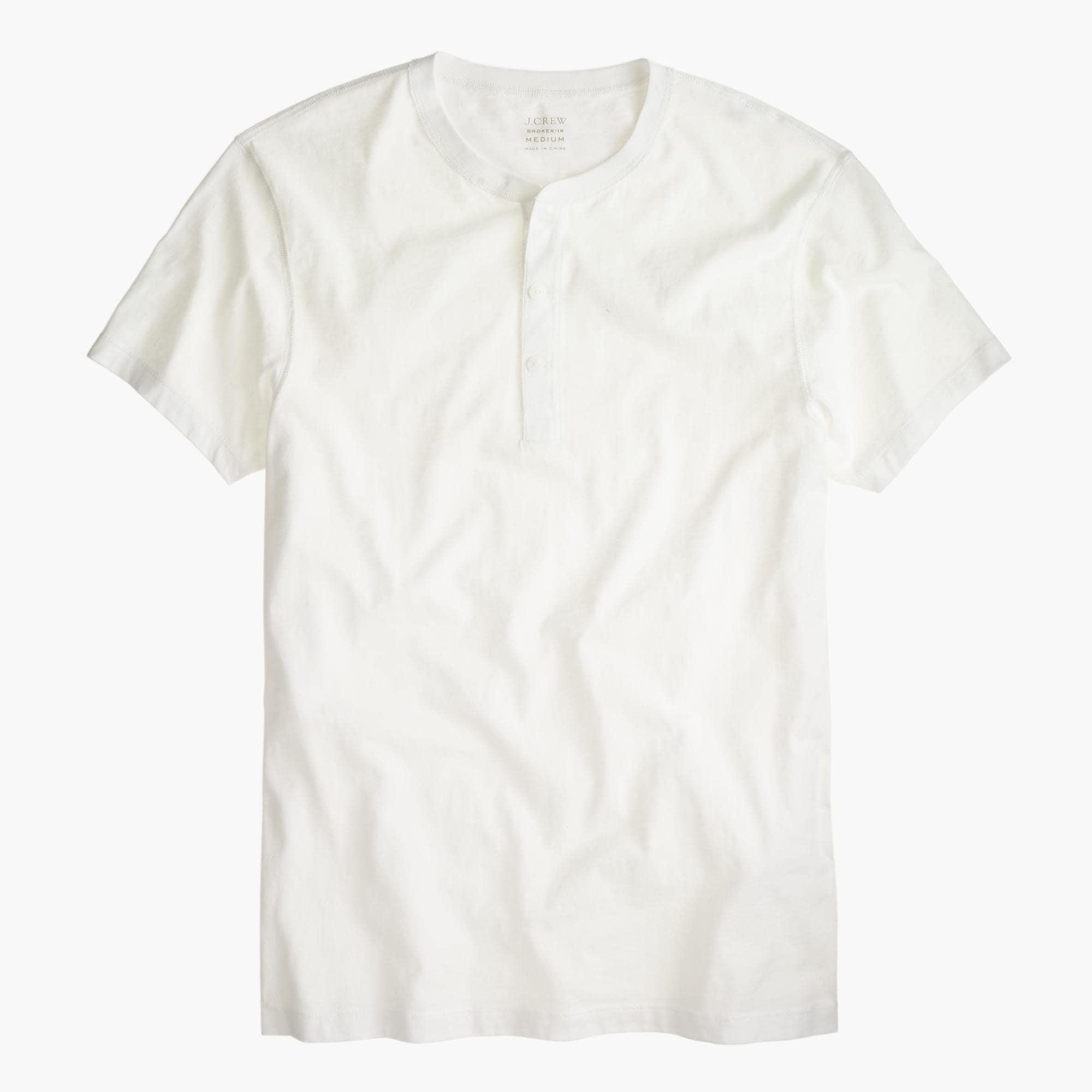 J.Crew Cotton Mercantile Brokenin Shortsleeve Henley in White for Men