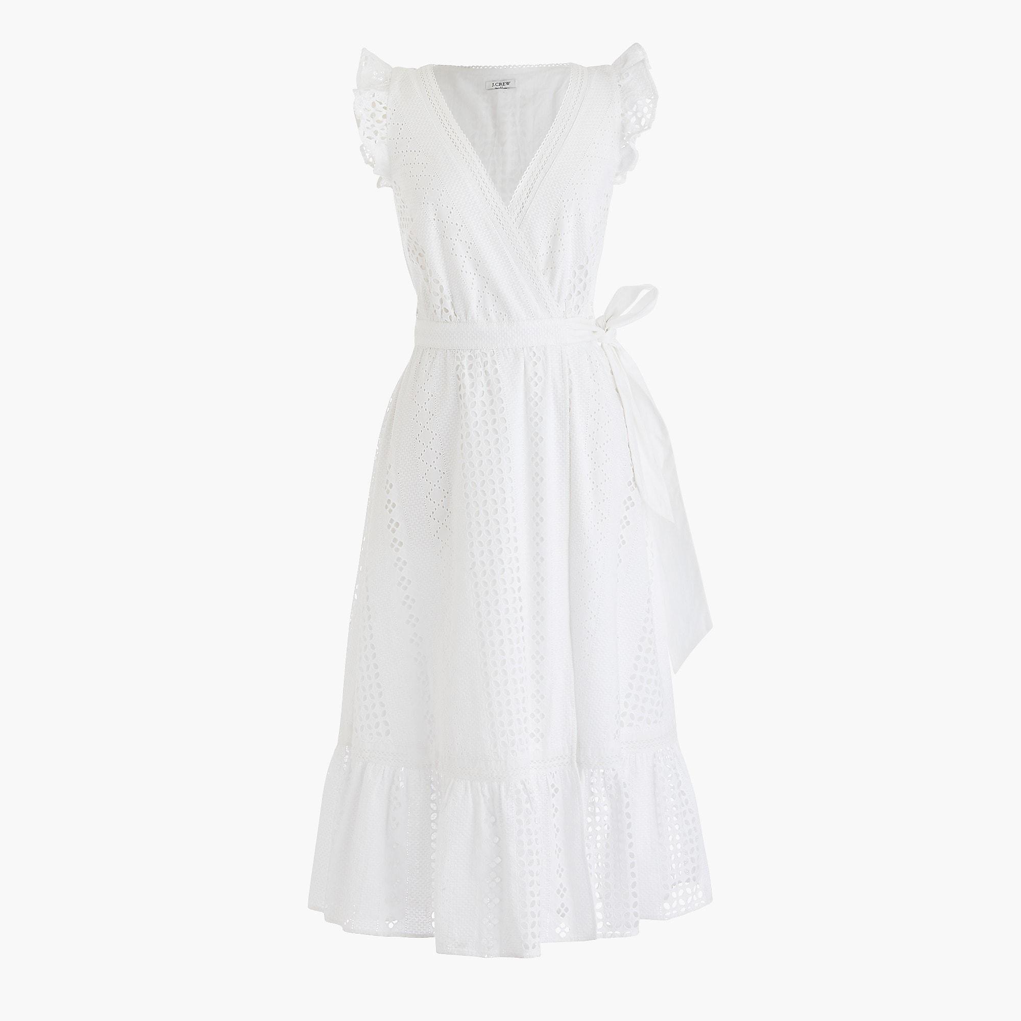 J.Crew Cotton Midi Wrap Dress In Allover Eyelet in White - Lyst