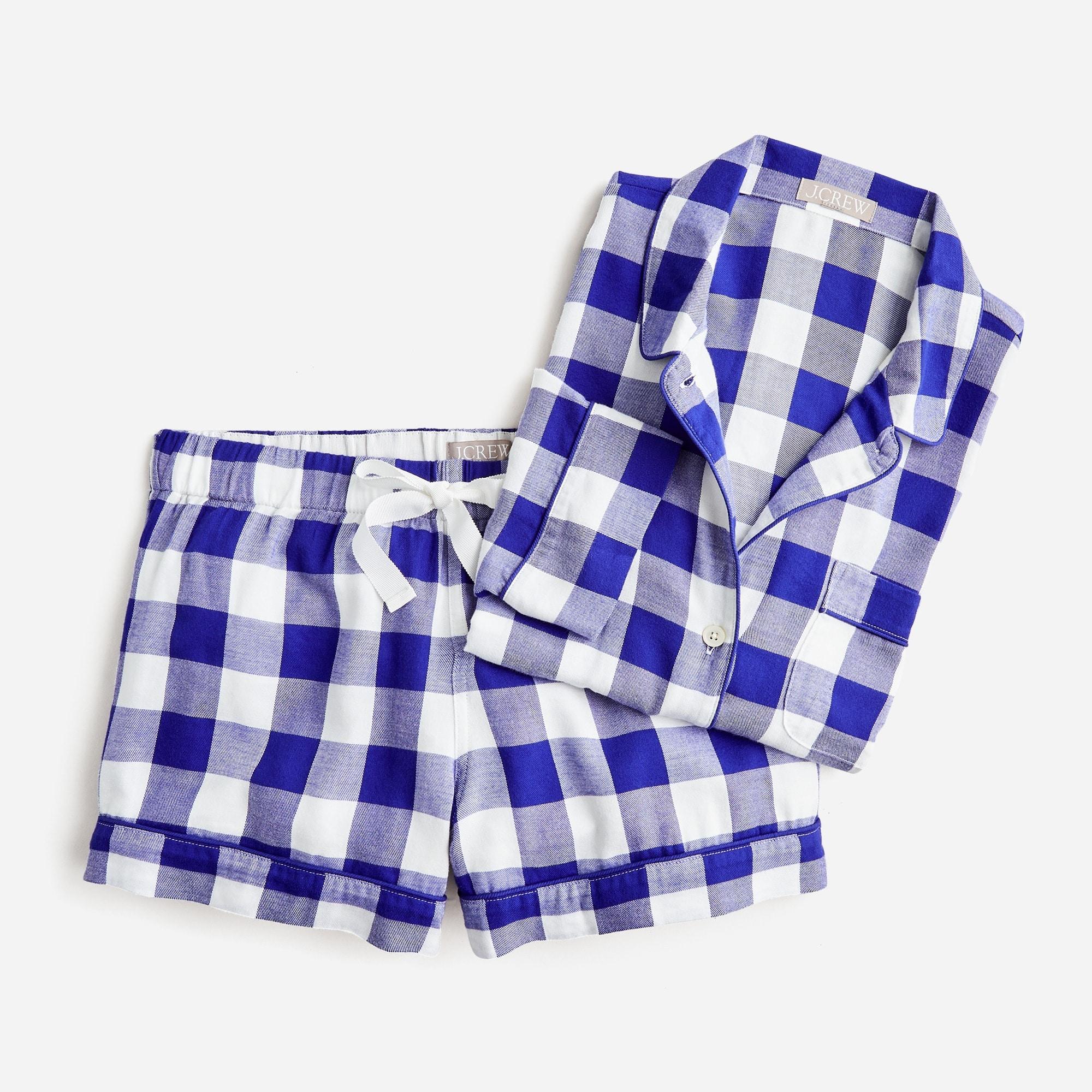 J.Crew Long-sleeve Flannel Pajama Short Set In Buffalo Check in