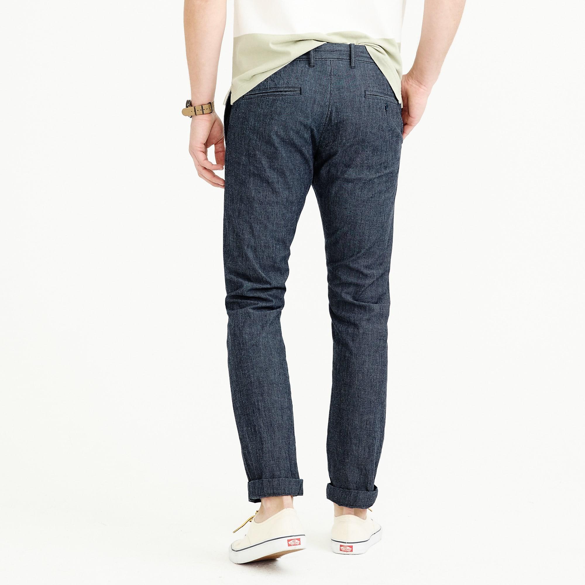 J.Crew Chambray Stretch Chino Pant In 484 Slim Fit in Blue for Men | Lyst
