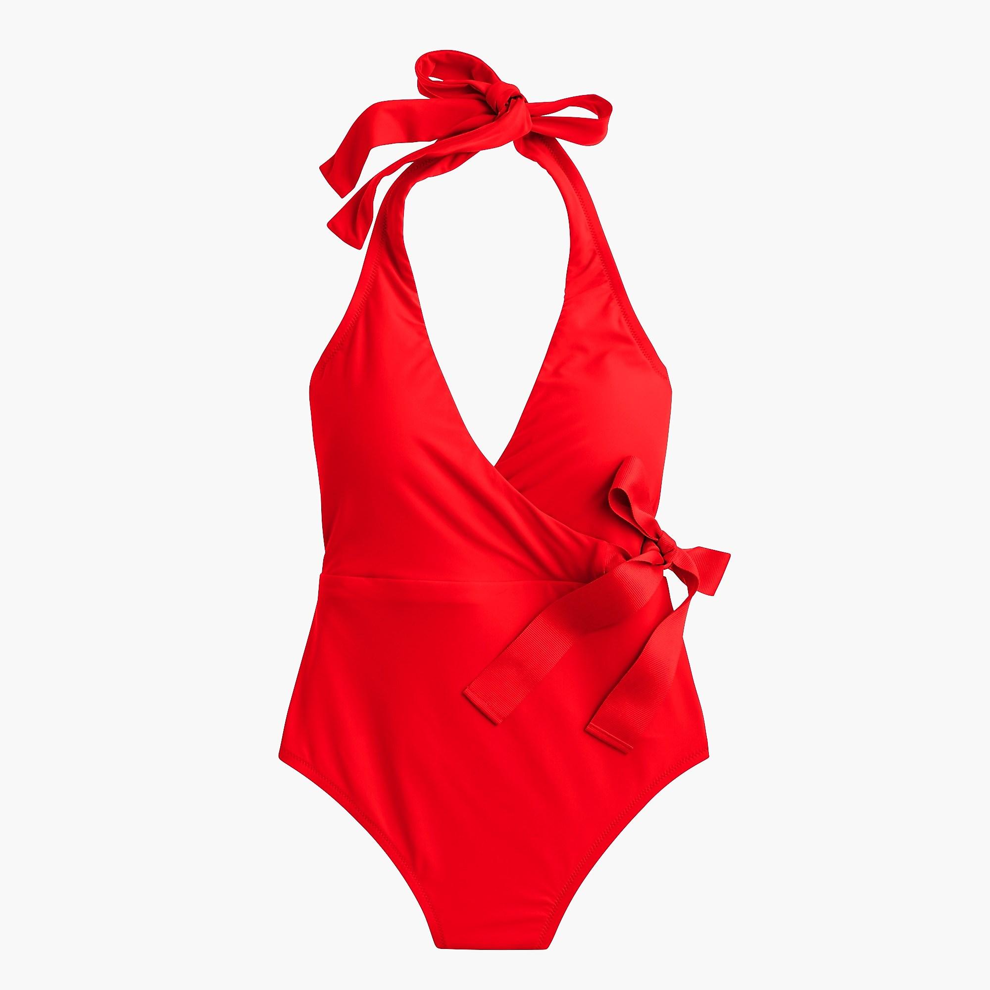 Lyst - J.Crew Halter Wrap One-piece Swimsuit in Red