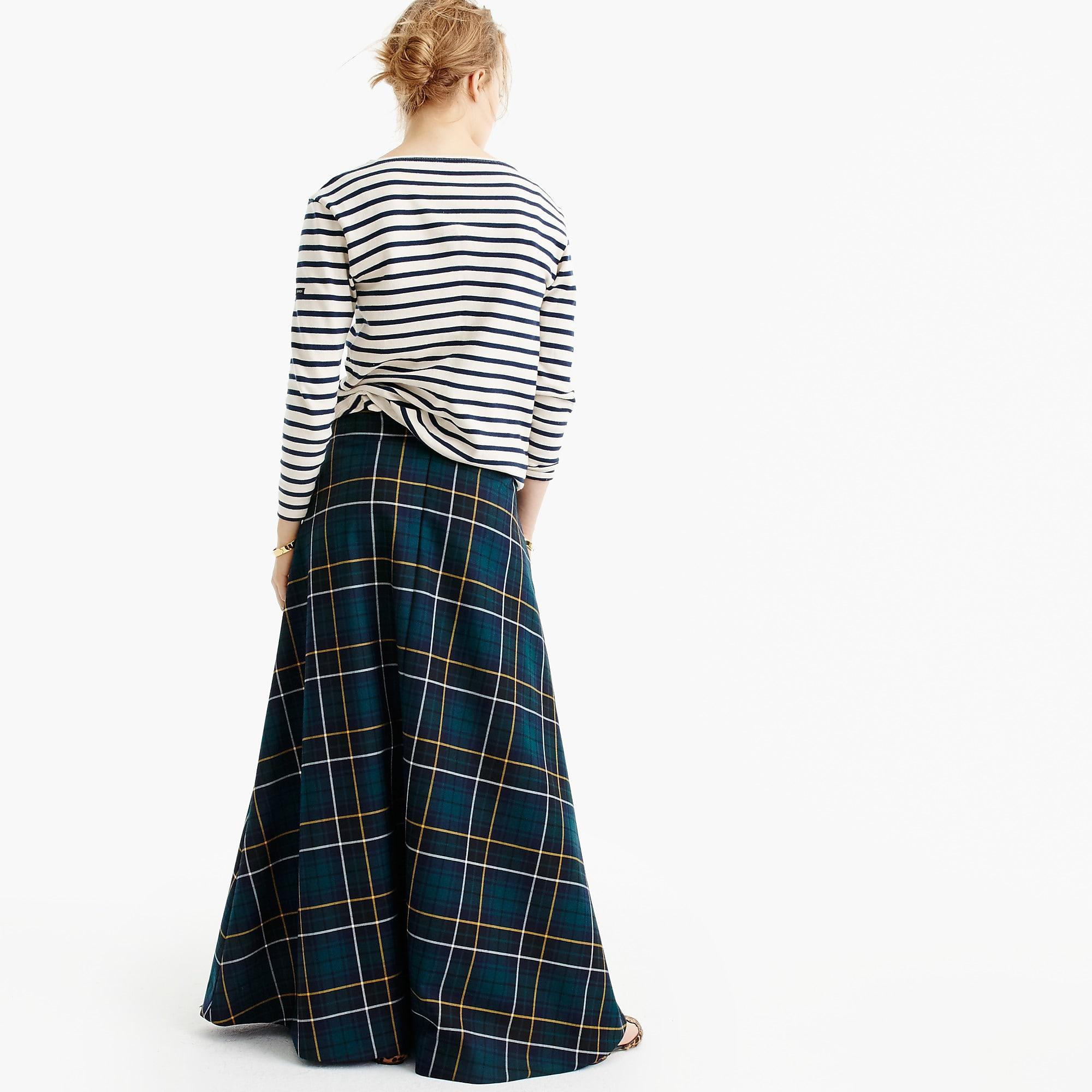j crew plaid maxi skirt