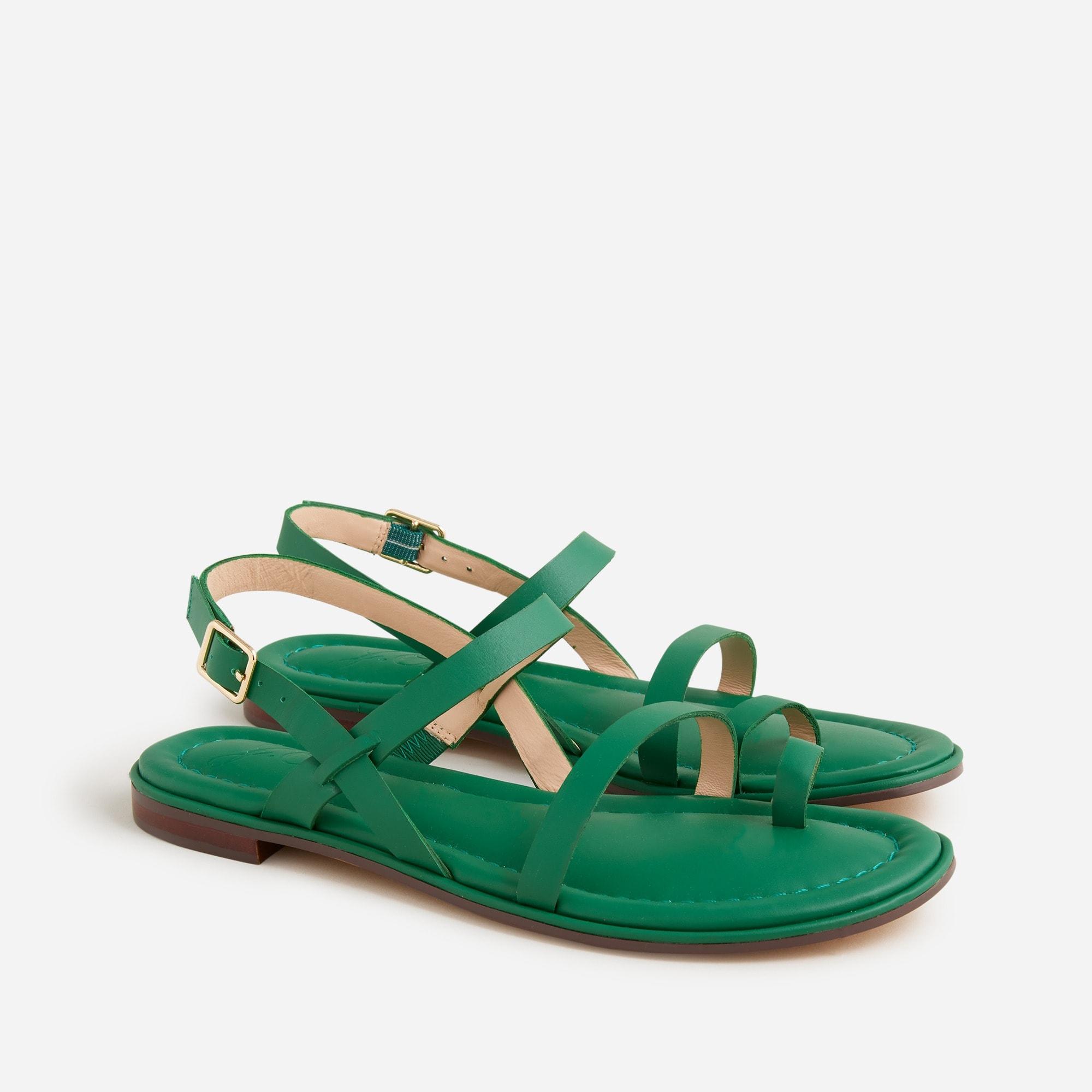 J.Crew Menorca Toe-ring Slingback Sandals In Leather in Green | Lyst