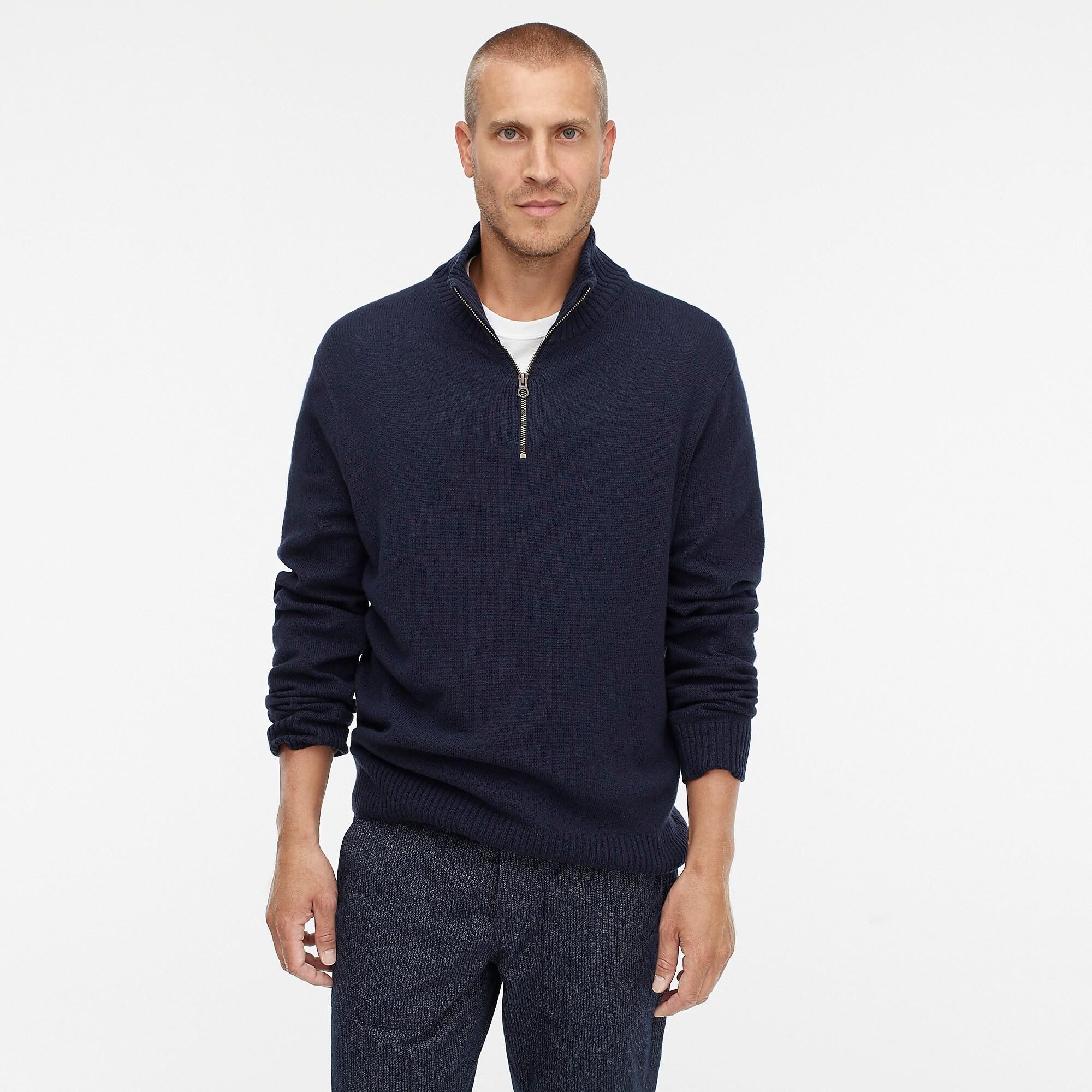 J.Crew Rugged Merino Wool Halfzip Sweater in Navy (Blue) for Men Lyst