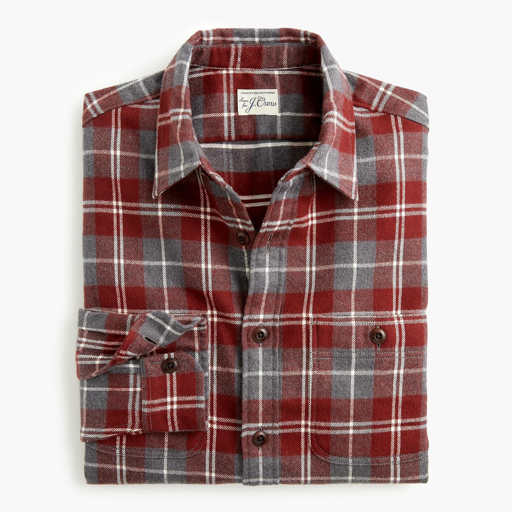 J.Crew Tall Midweight Flannel Shirt In Burgundy Plaid in Red for Men Lyst