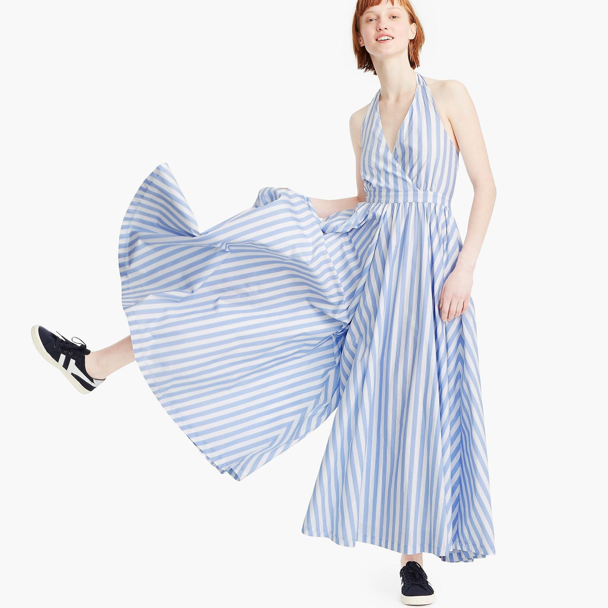 j crew blue and white striped jumpsuit