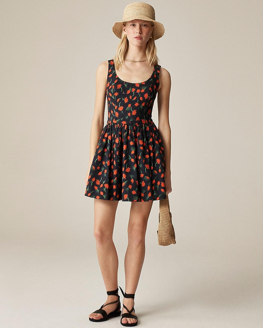 J.Crew Tall Fit-And-Flare Mini Dress in Natural | Lyst