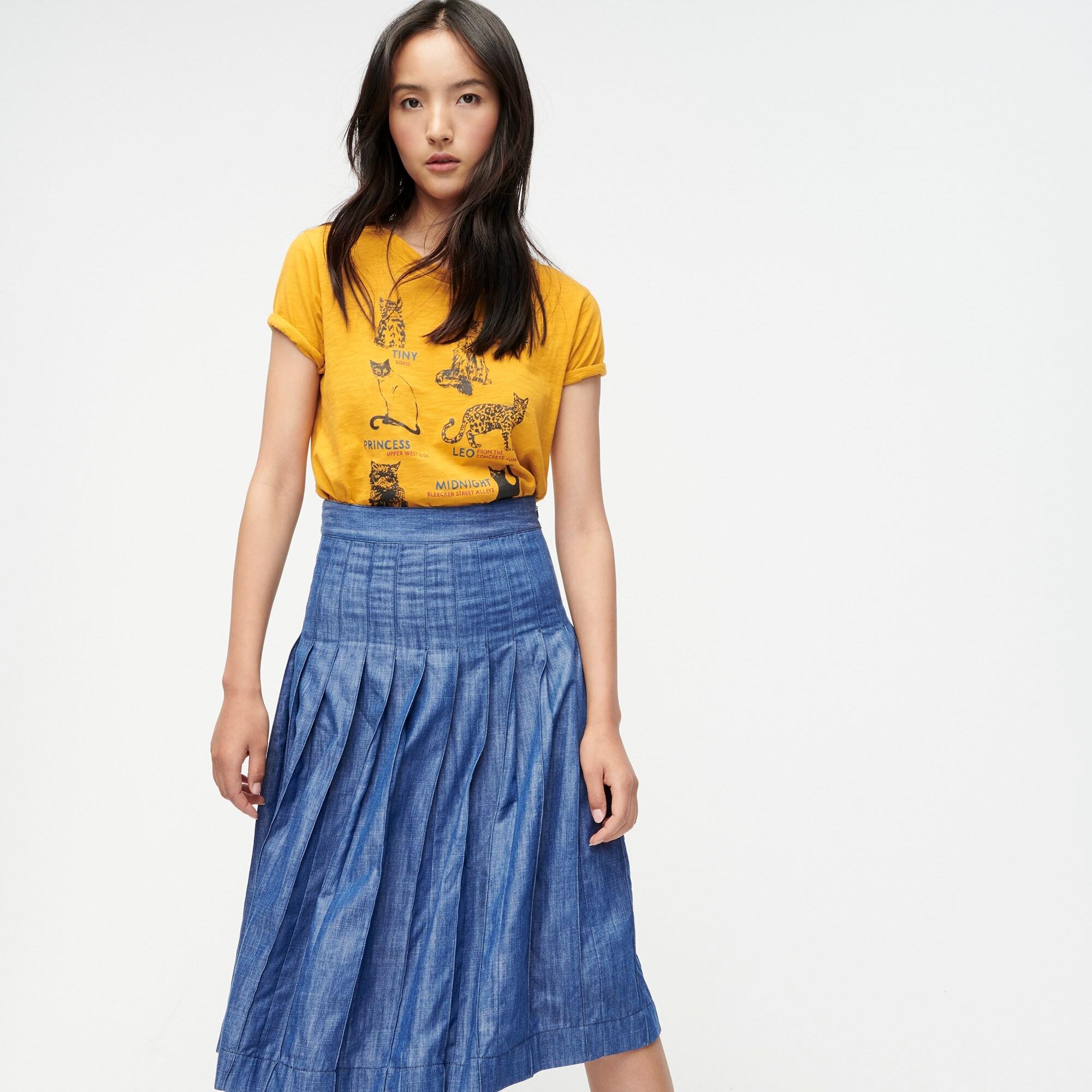 J crew pleated chambray midi skirt Clearance