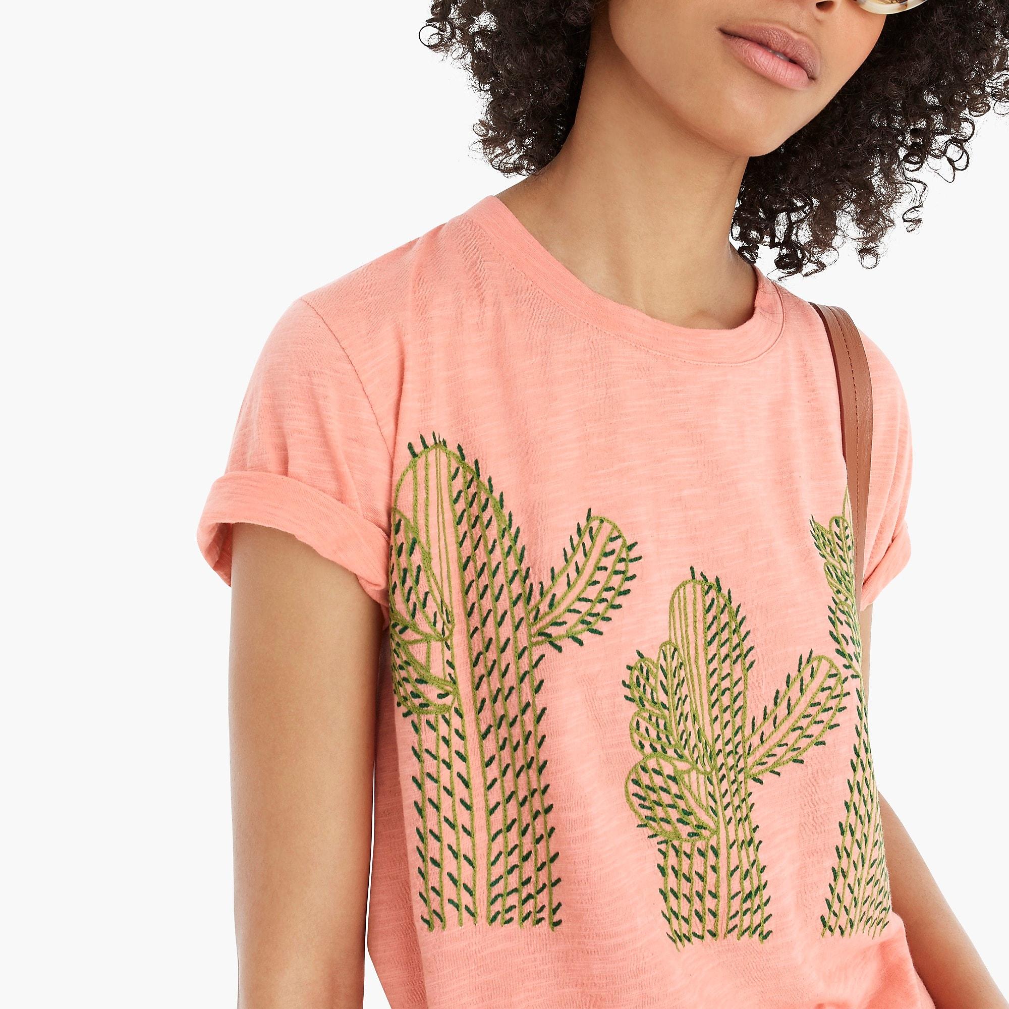 J Crew Cotton Banner Day X Cactus Crewneck T Shirt In Pink Lyst
