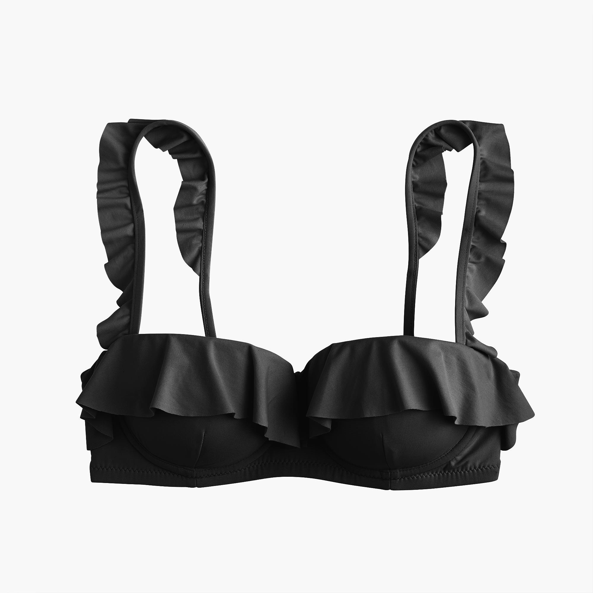 J.Crew Synthetic Ruffle Underwire Bikini Top in Black Lyst