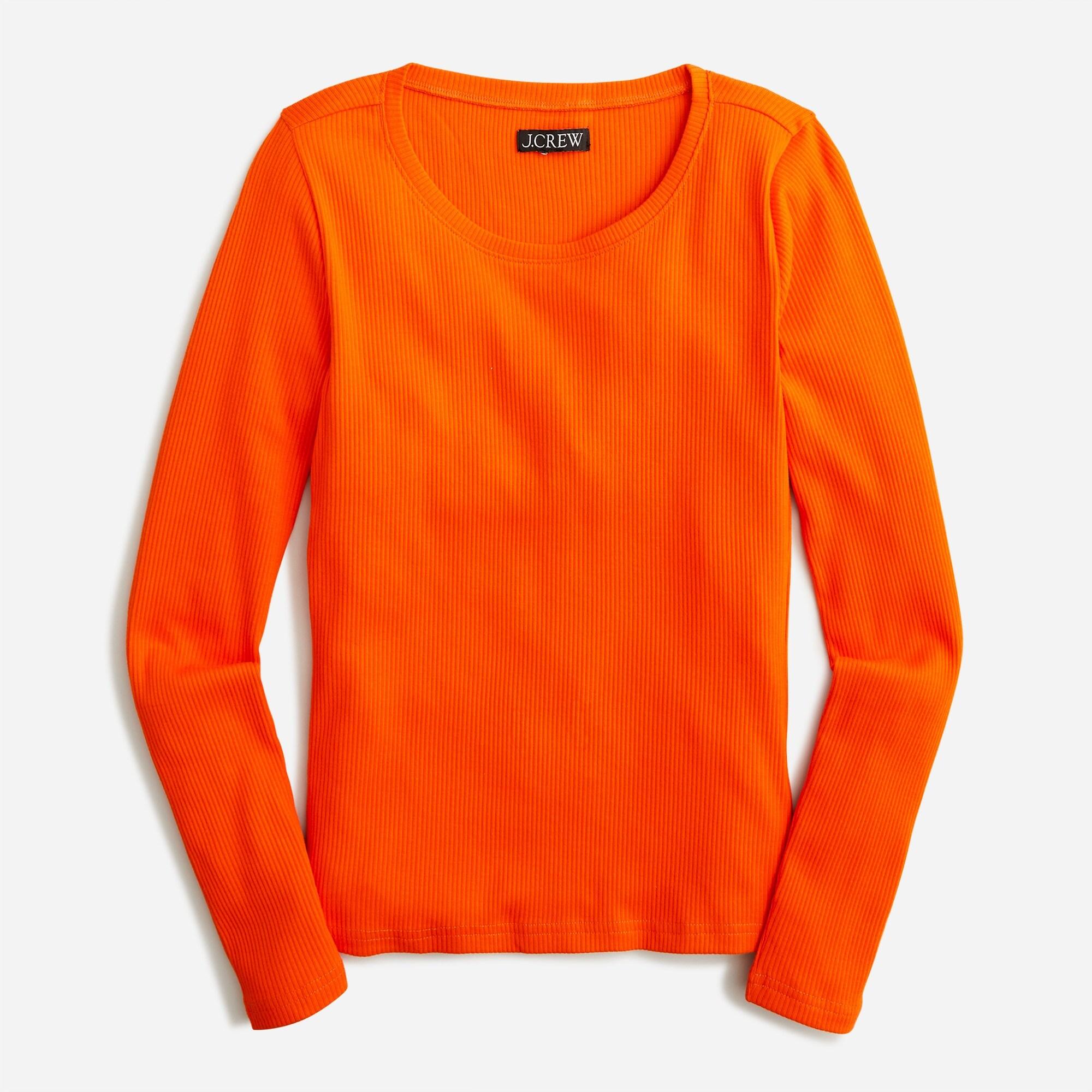 J.Crew Long-sleeve Crewneck T-shirt In Vintage Rib in Orange | Lyst