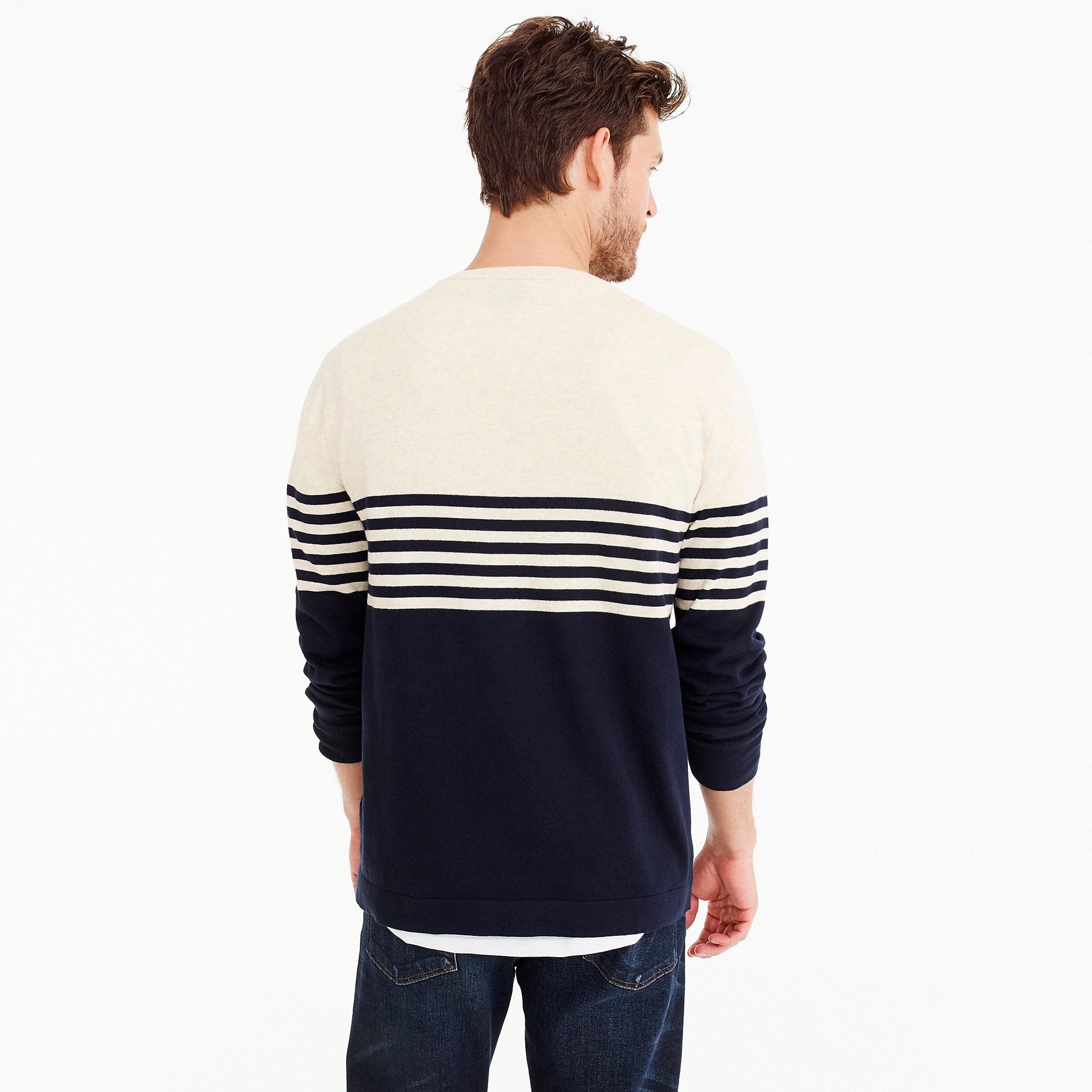 J.Crew Cotton Crewneck Sweater In Colorblock Stripe in Blue for Men Lyst