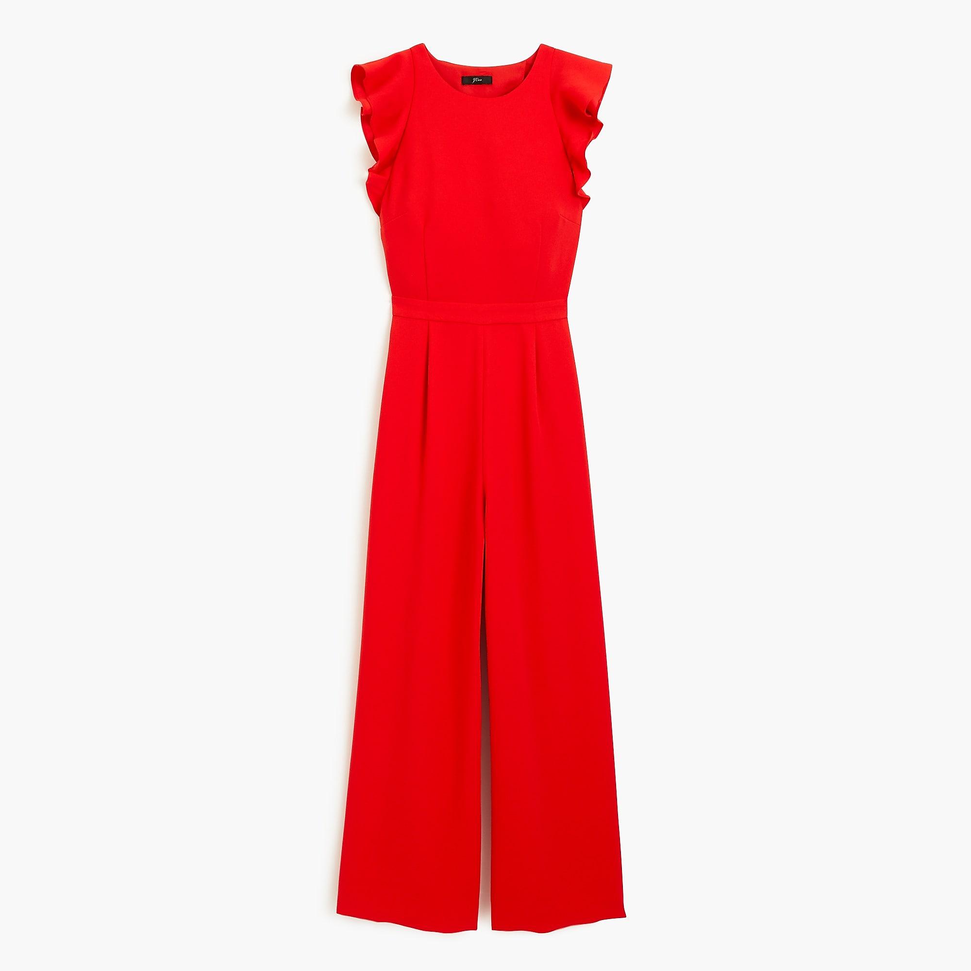 J.Crew Sleeveless Ruffle Jumpsuit In 365 Crepe in Bright Cerise (Red) Lyst