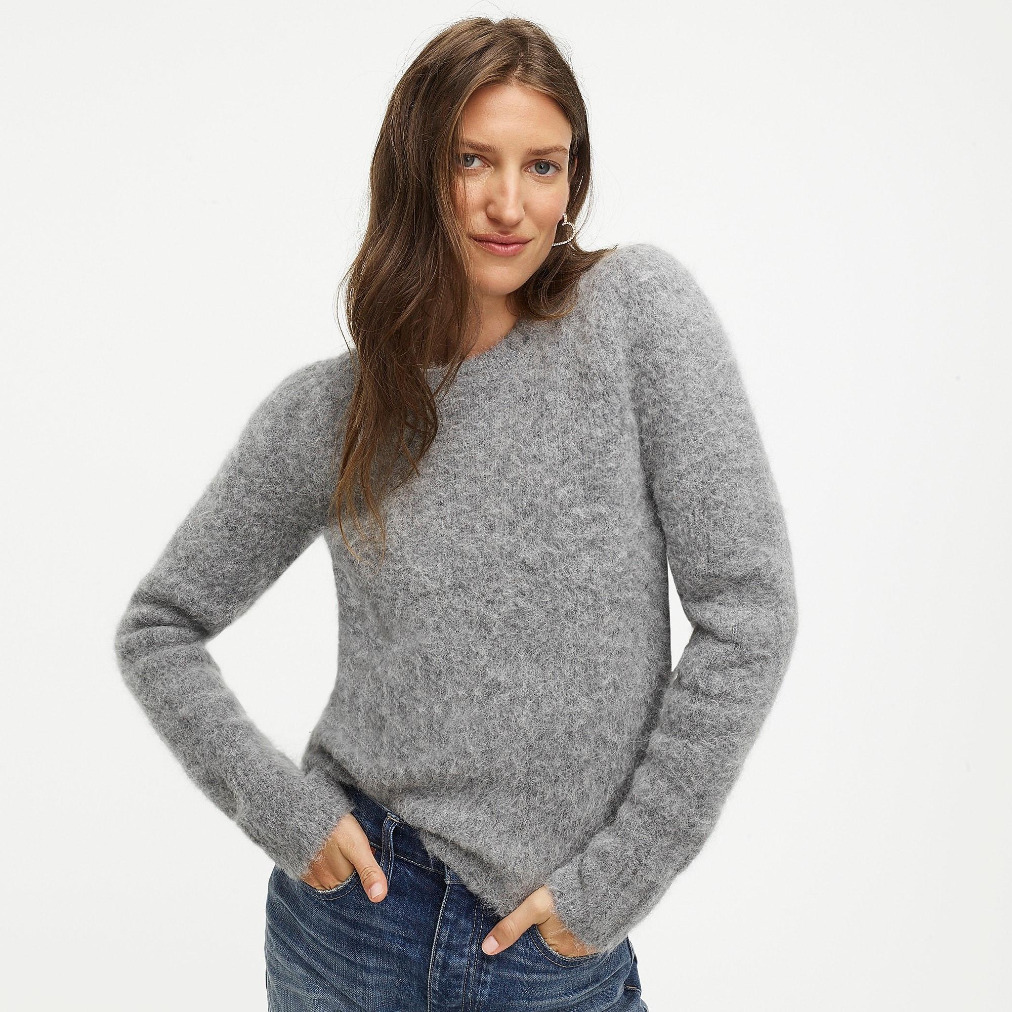 J.Crew Wool Puffsleeve Fuzzy Crewneck Sweater in Heather Slate (Gray) Save 45 Lyst