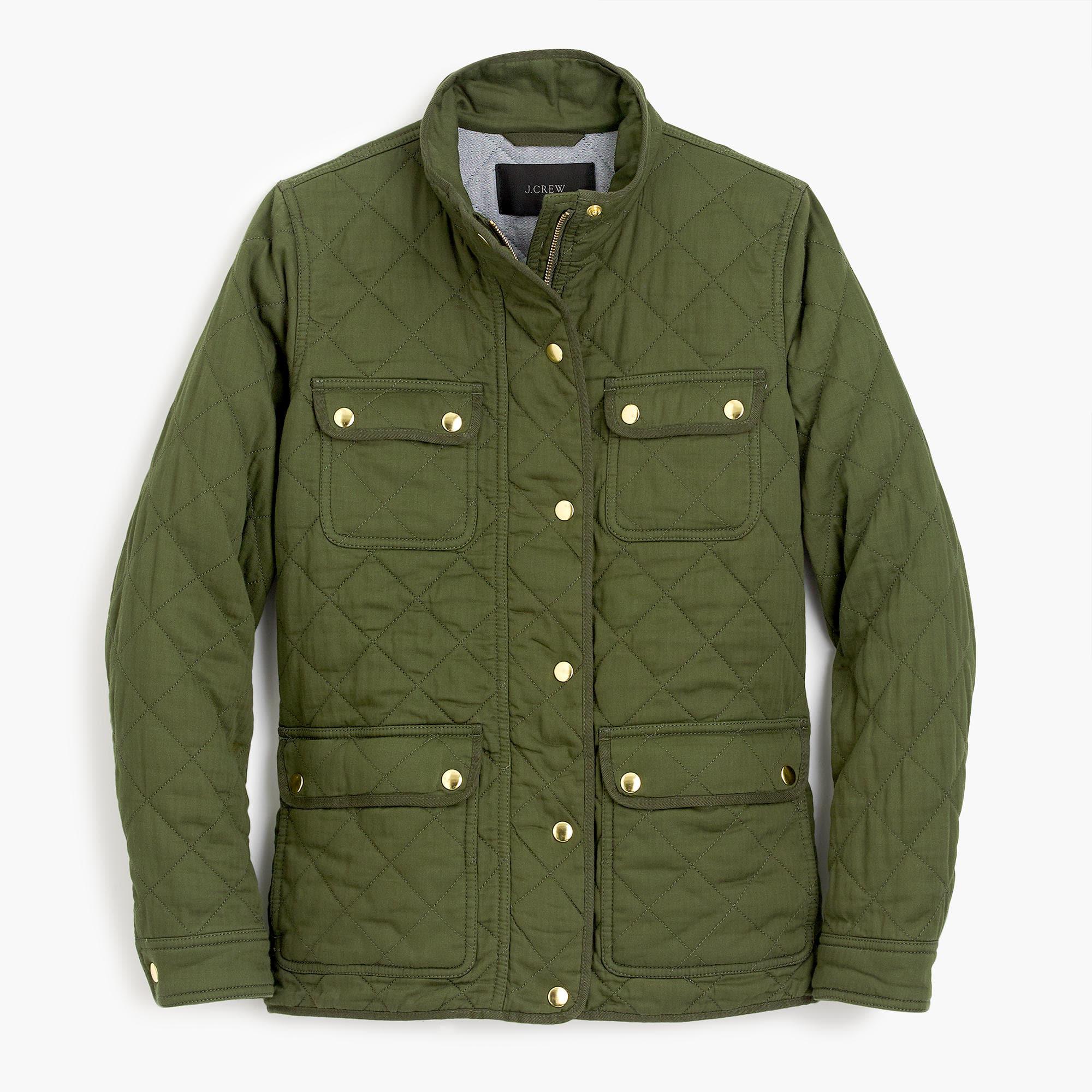 J.Crew Cotton Petite Quilted Downtown Field Jacket in Green Lyst