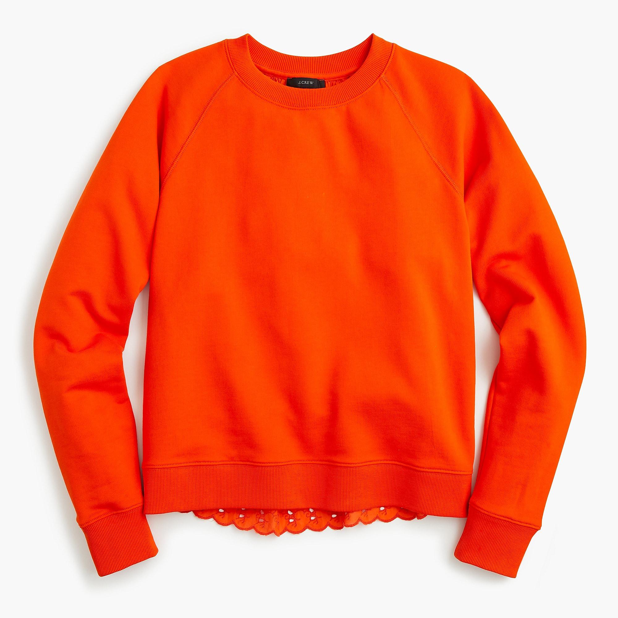 j crew eyelet hem sweatshirt