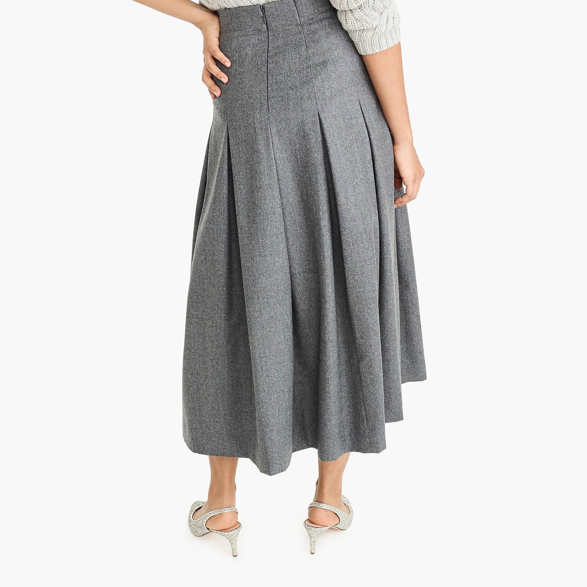 J.Crew Collection Pleated Wool Flannel Maxi Skirt in Gray - Lyst