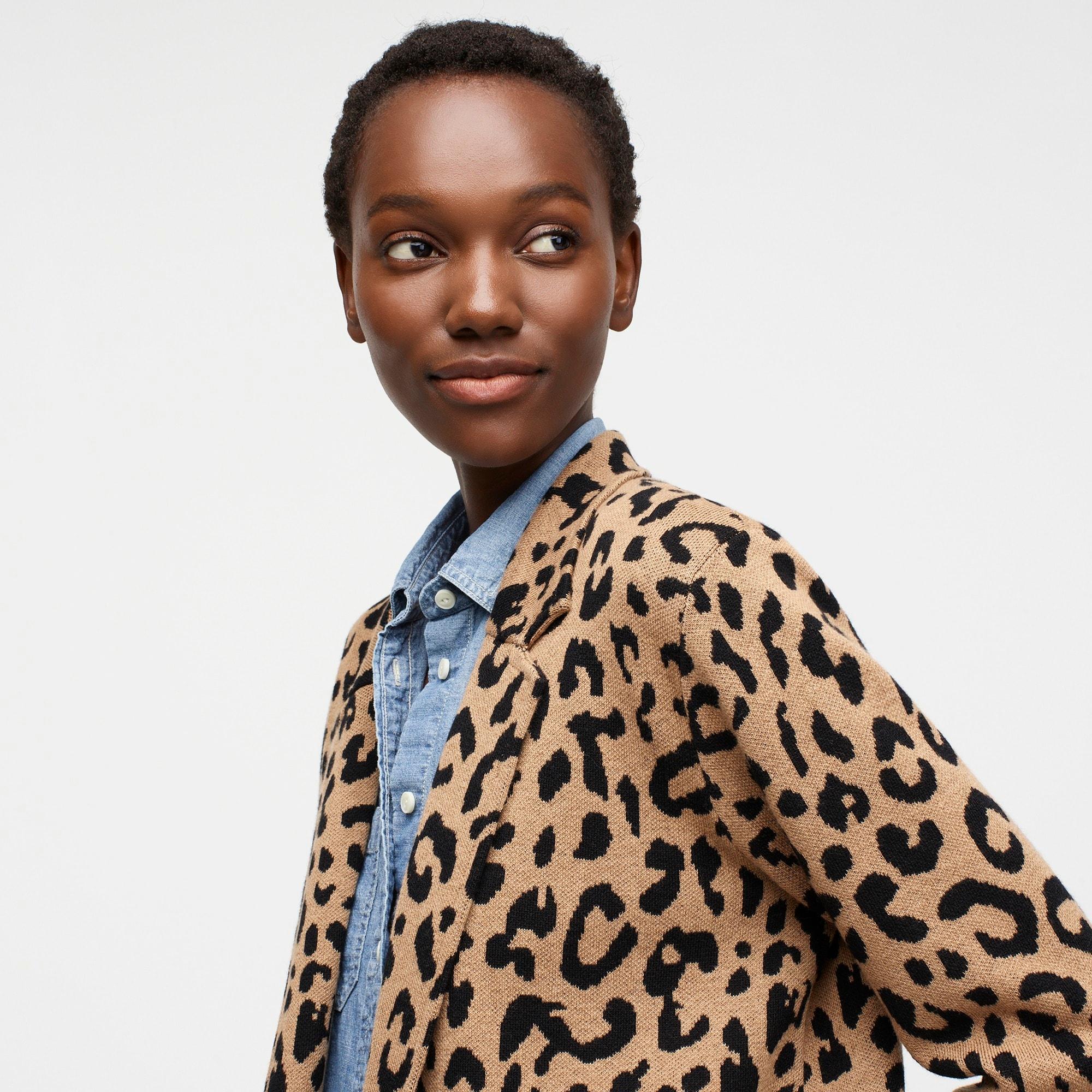 leopard sweater blazer