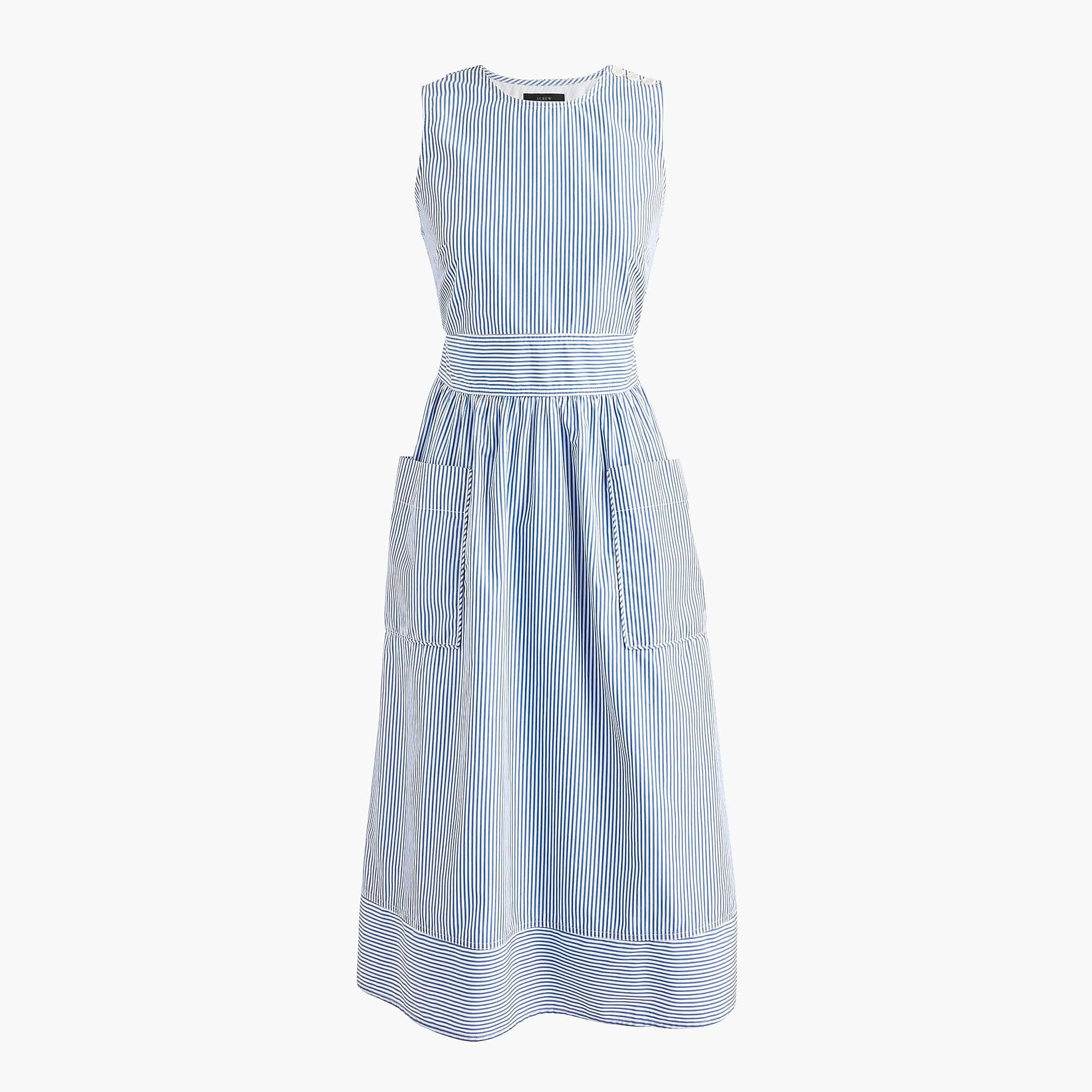 J.Crew Cotton Poplin Apron Dress In Stripe in Blue Lyst