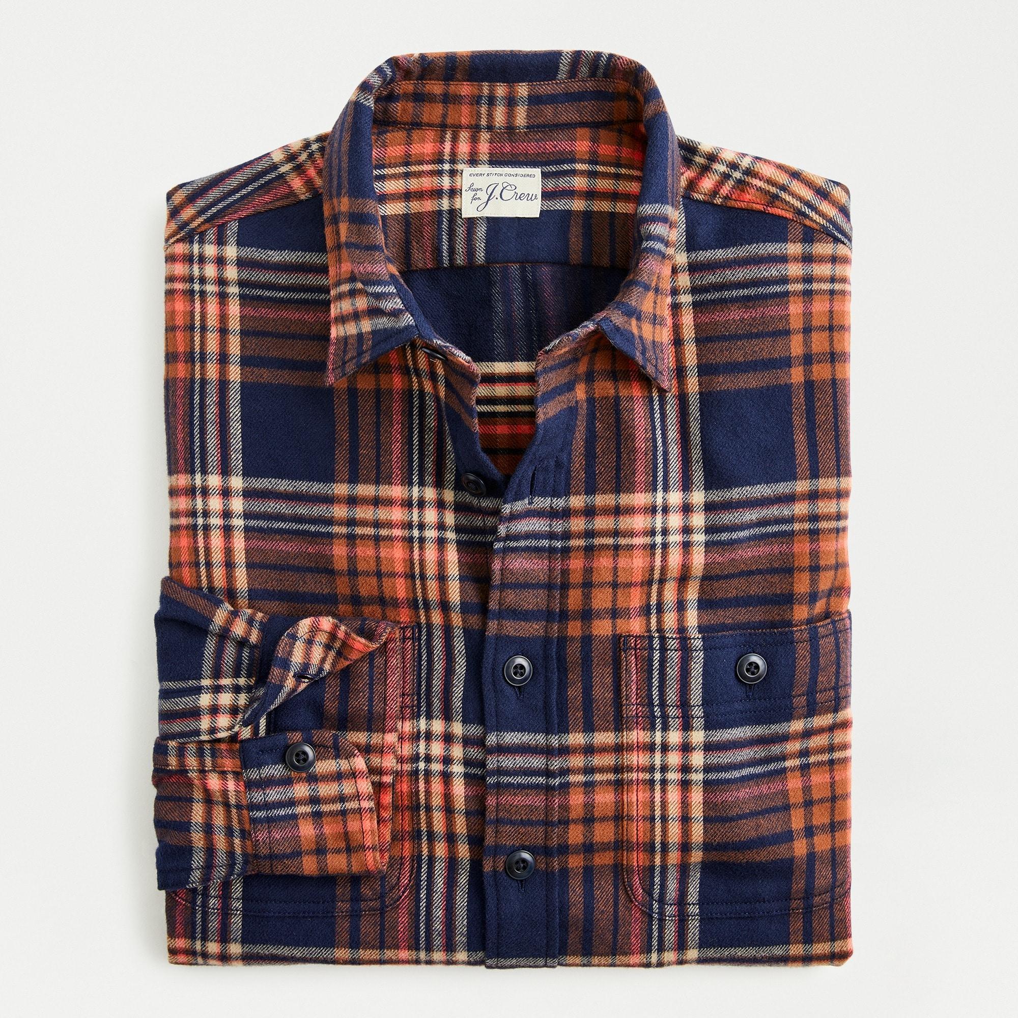 J.Crew Midweight Flannel Shirt In Navy Plaid in Blue for Men Lyst