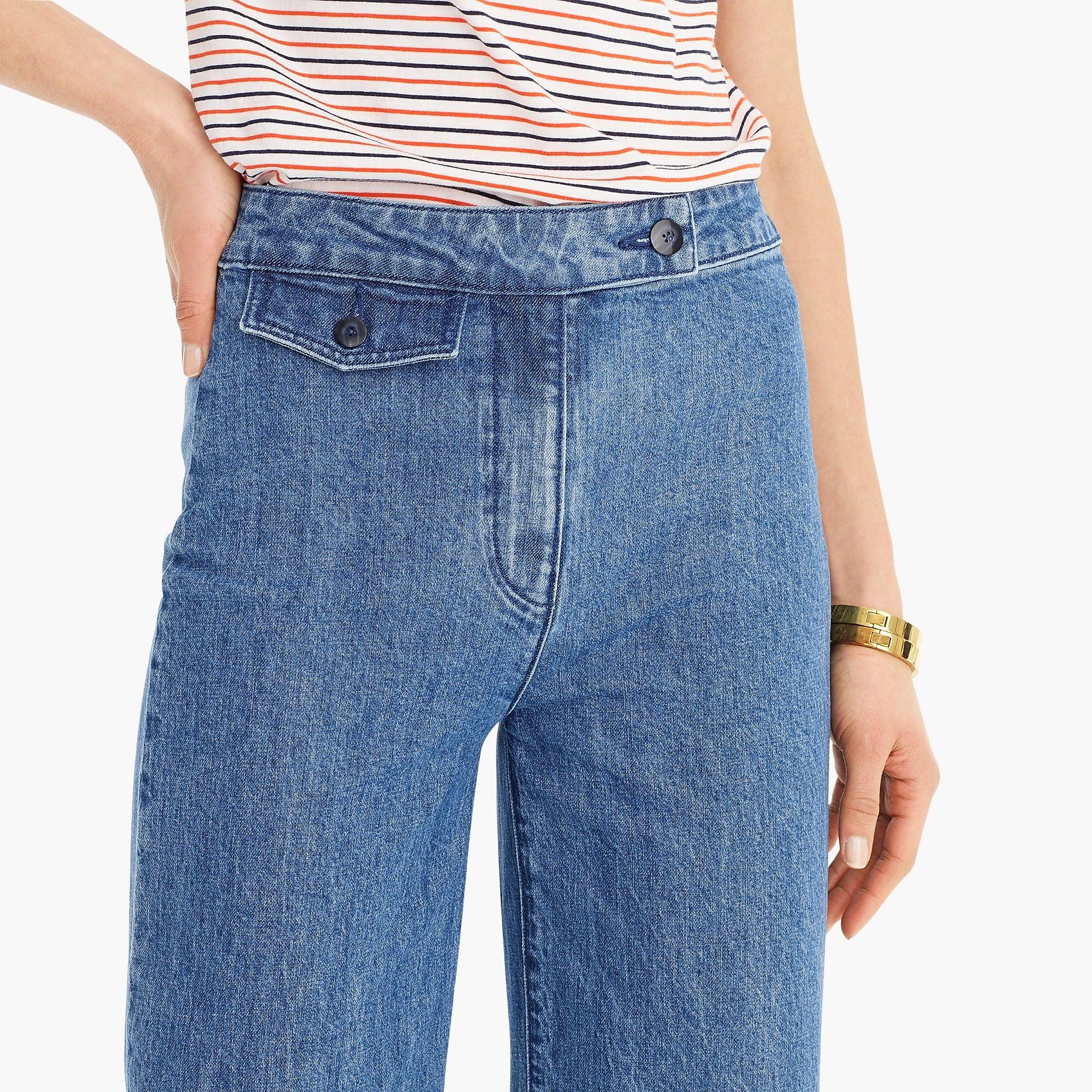 J.Crew Point Sur Wide-leg Crop Eco Jean With Front Tab Pocket In Riverbed  Blue Wash | Lyst
