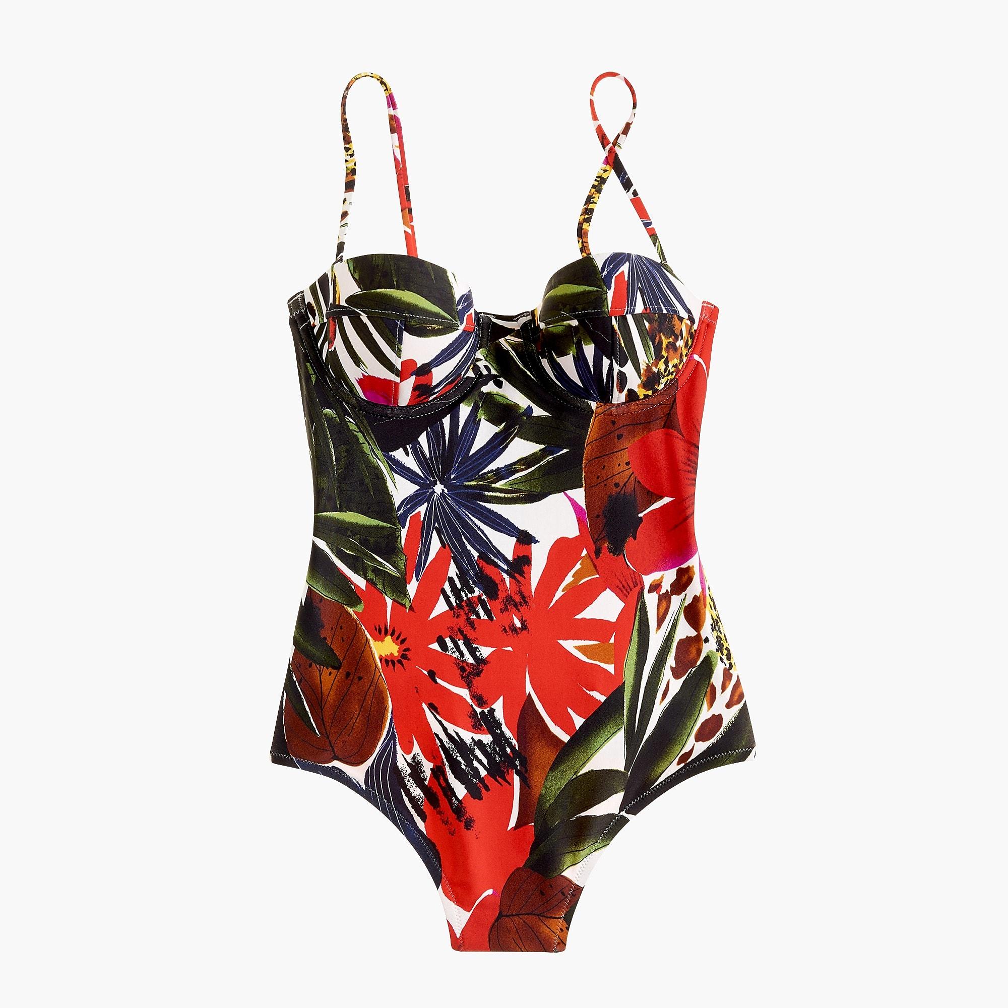 J.Crew Synthetic Underwire One-piece Swimsuit In Jungle Print - Lyst