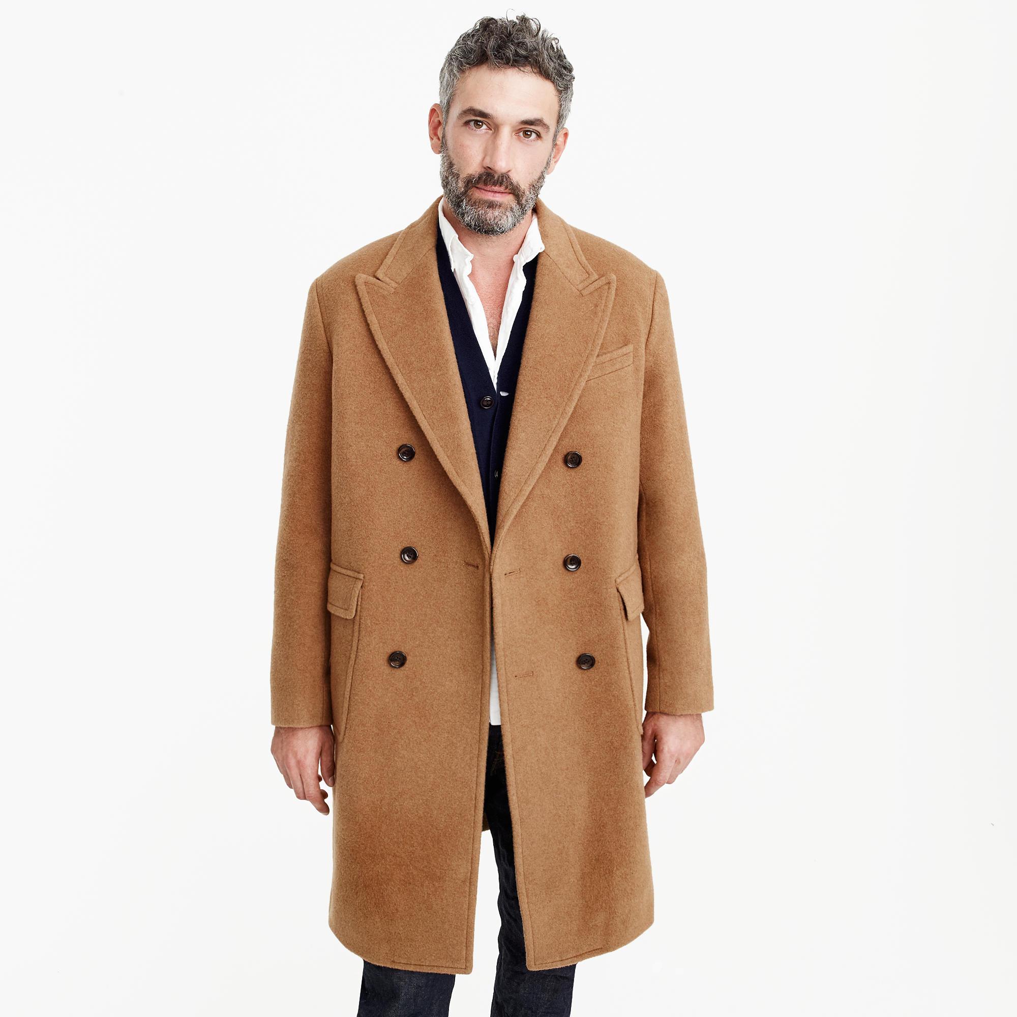 BOSS - Long-length double-breasted coat in camel hair