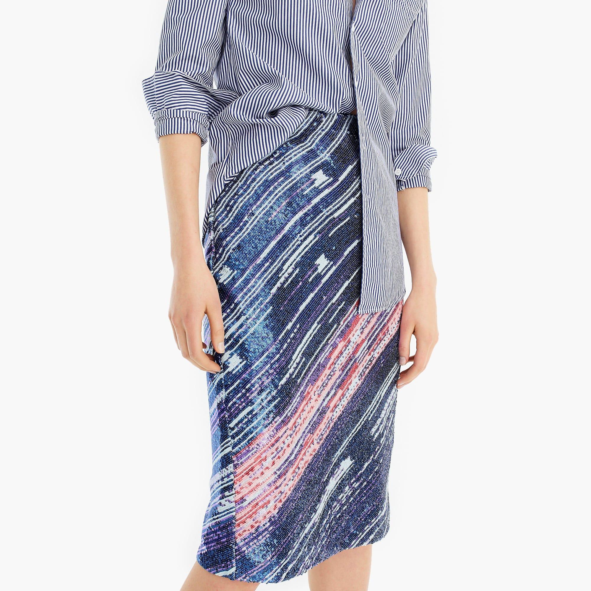 J.Crew Collection Handsequined Pencil Skirt in Navy (Blue) Lyst