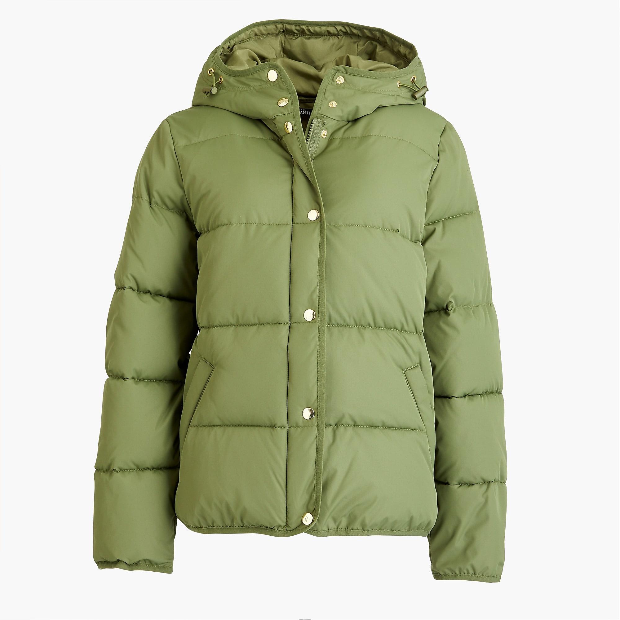 j crew short hooded puffer jacket