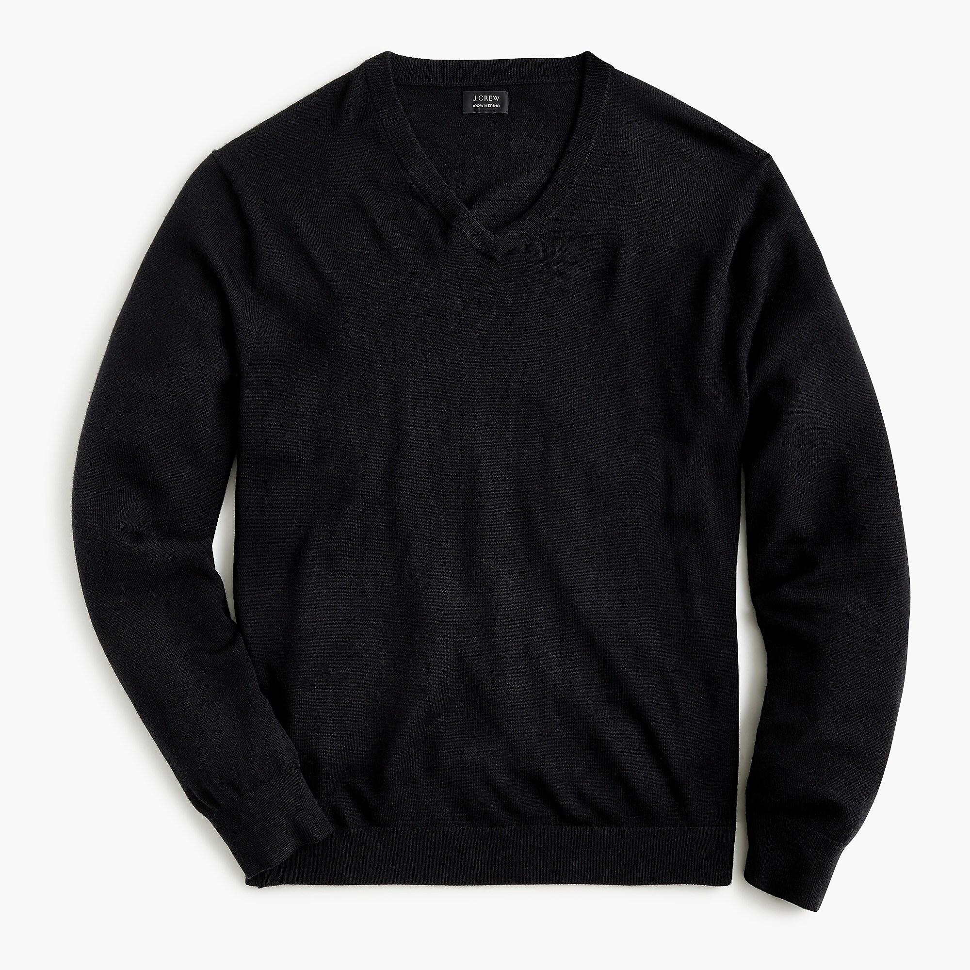 J.Crew Washable Merino Wool V-neck Sweater in Black for Men - Save 50% ...